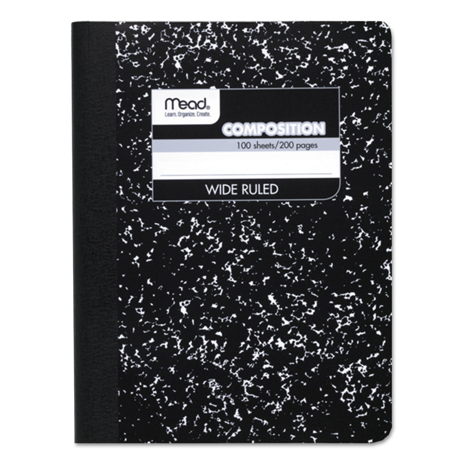 Mead® Composition Book, Wide/Legal Rule, Black Cover, (100) 9.75 x 7.5 Sheets