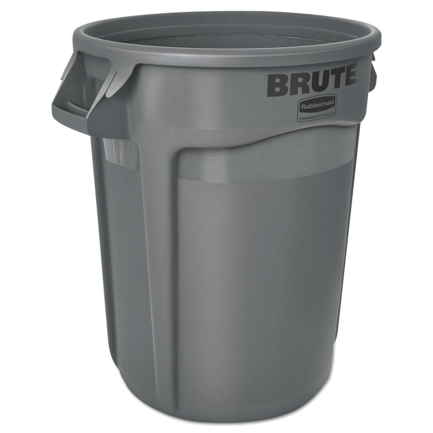 Rubbermaid® Commercial Vented Round Brute Container, 32 gal, Plastic, Gray