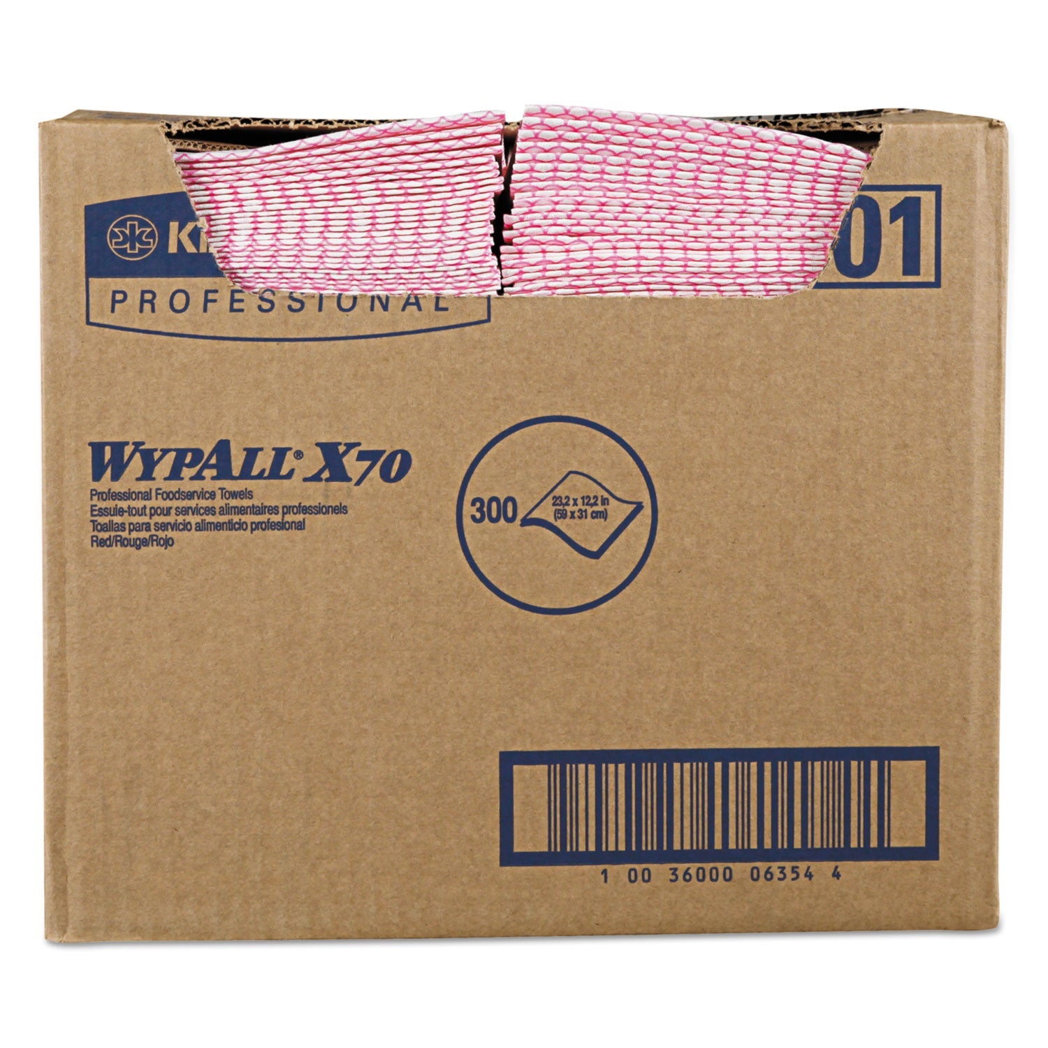 WypAll X70 Wipers | Red, 300/Carton