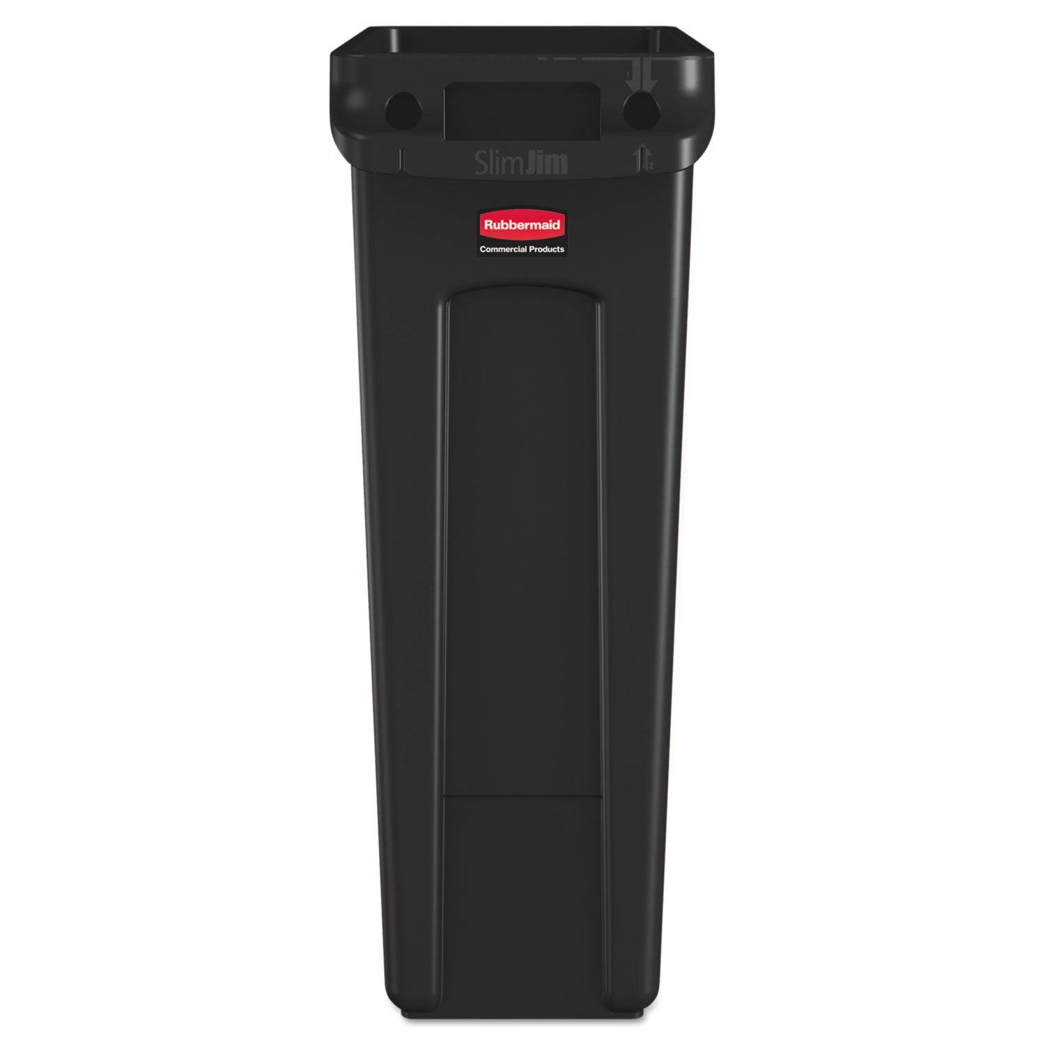 Rubbermaid® Commercial Slim Jim with Venting Channels, 23 gal, Plastic, Black
