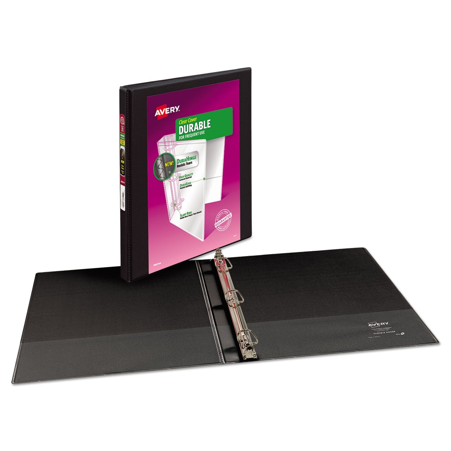 Avery® Durable View Binder With Durahinge And Slant Rings, 3 Rings, 0.5" Capacity, 11 X 8.5, Black