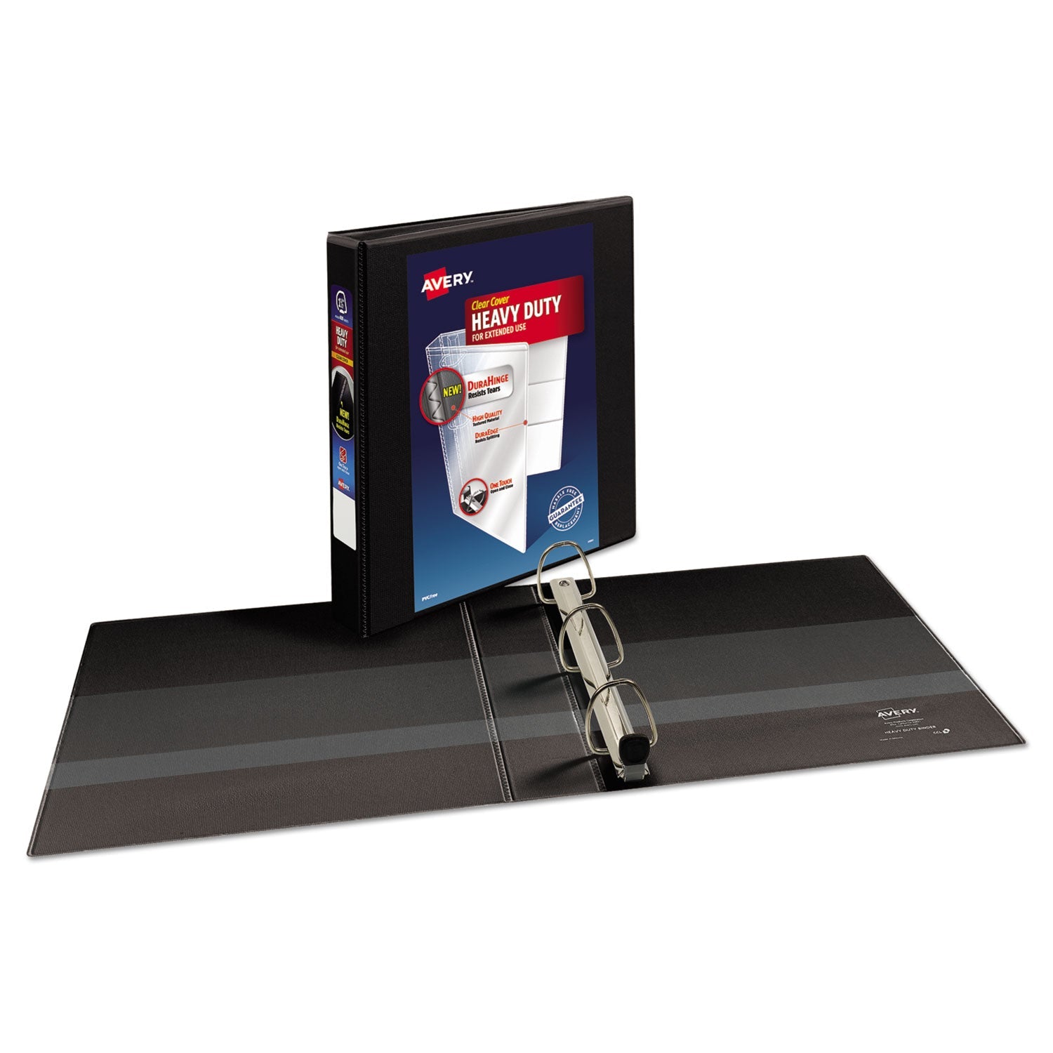 Avery® Heavy-Duty View Binder With Durahinge And One Touch Ezd Rings, 3 Rings, 1.5" Capacity, 11 X 8.5, Black
