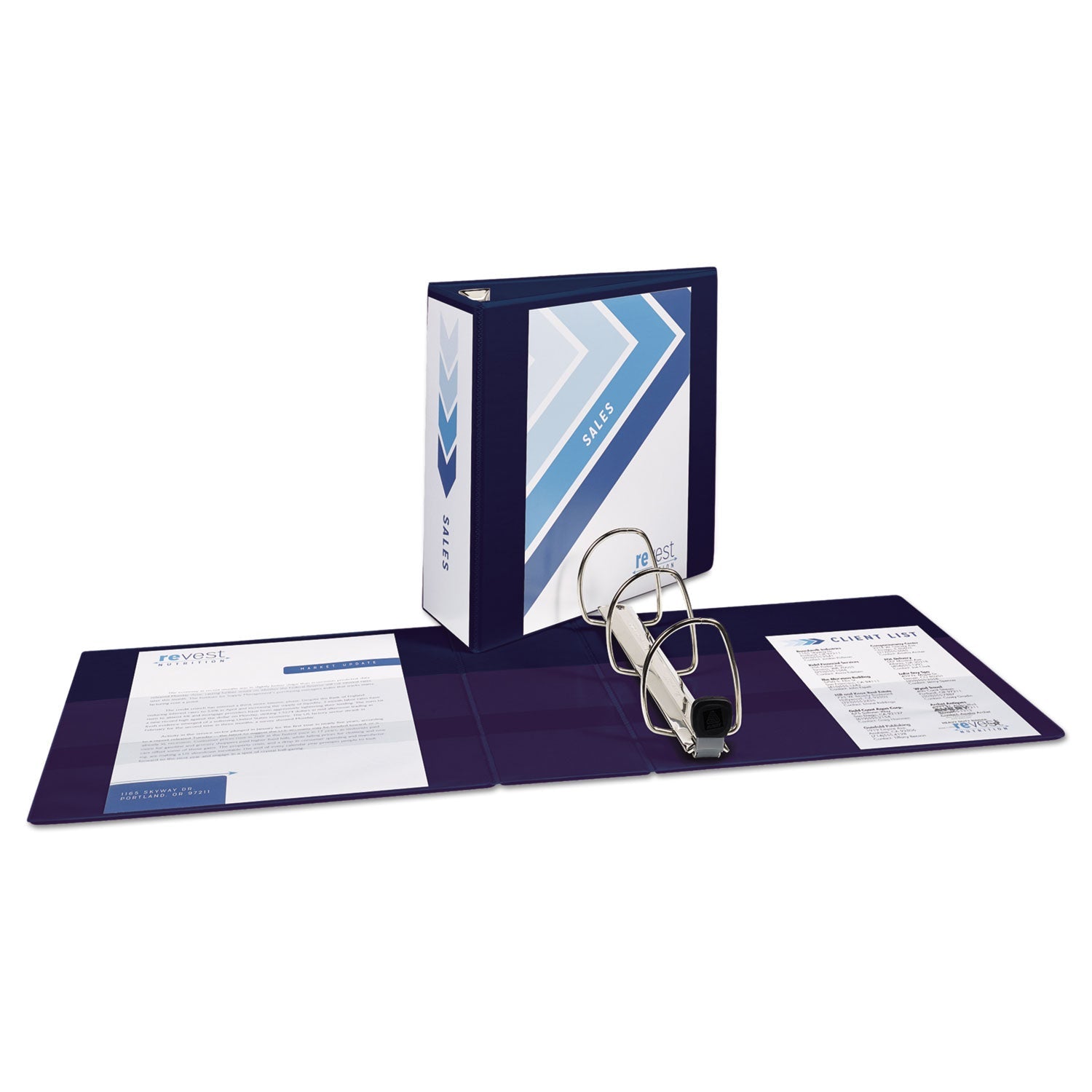 Avery® Heavy-Duty View Binder With Durahinge And Locking One Touch Ezd Rings, 3 Rings, 4" Capacity, 11 X 8.5, Navy Blue