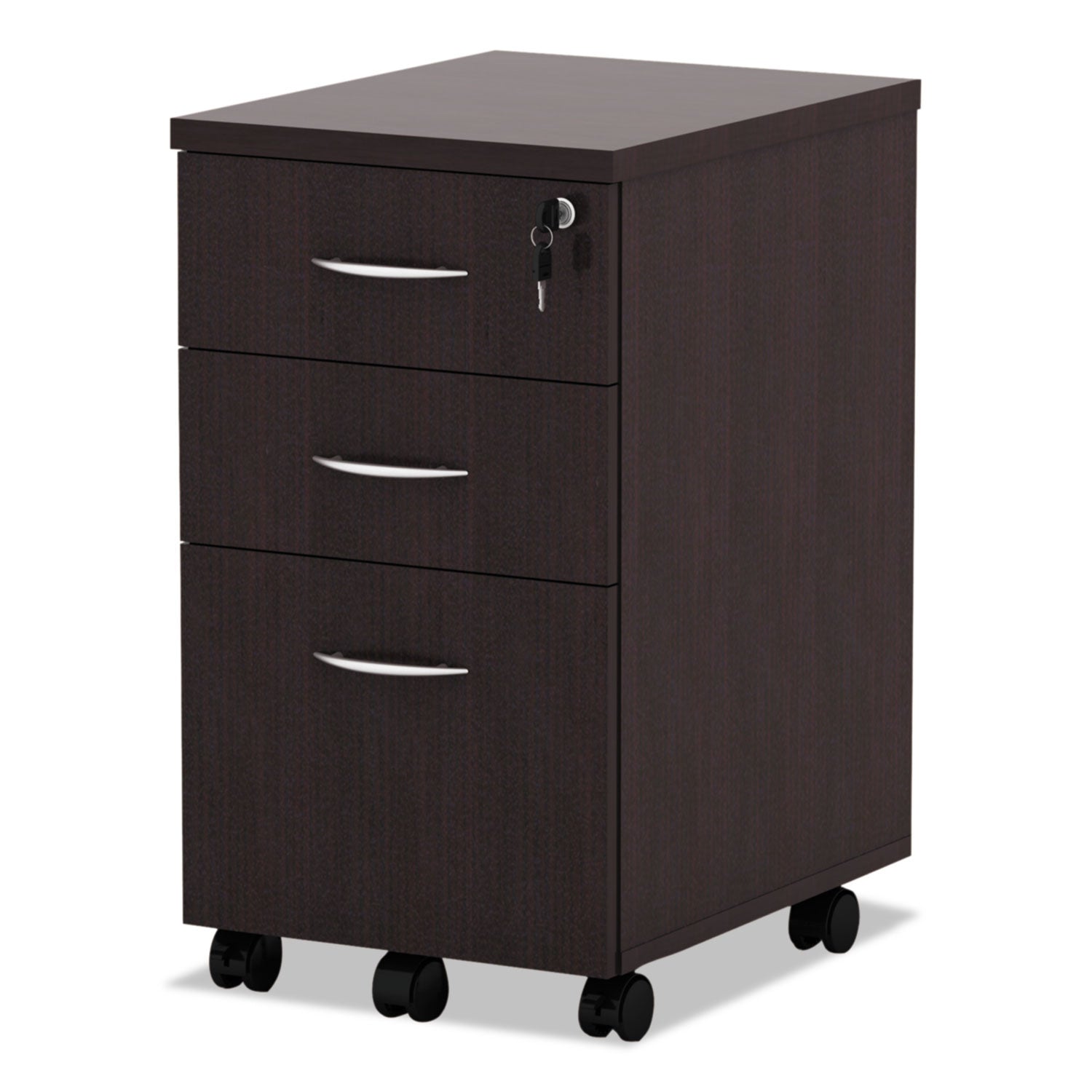 Alera® Alera Valencia Series Mobile Pedestal File, Left/right, 3-Drawer: Box/box/file, Legal/letter, Espresso, 15.88 X 20.5 X 28.38