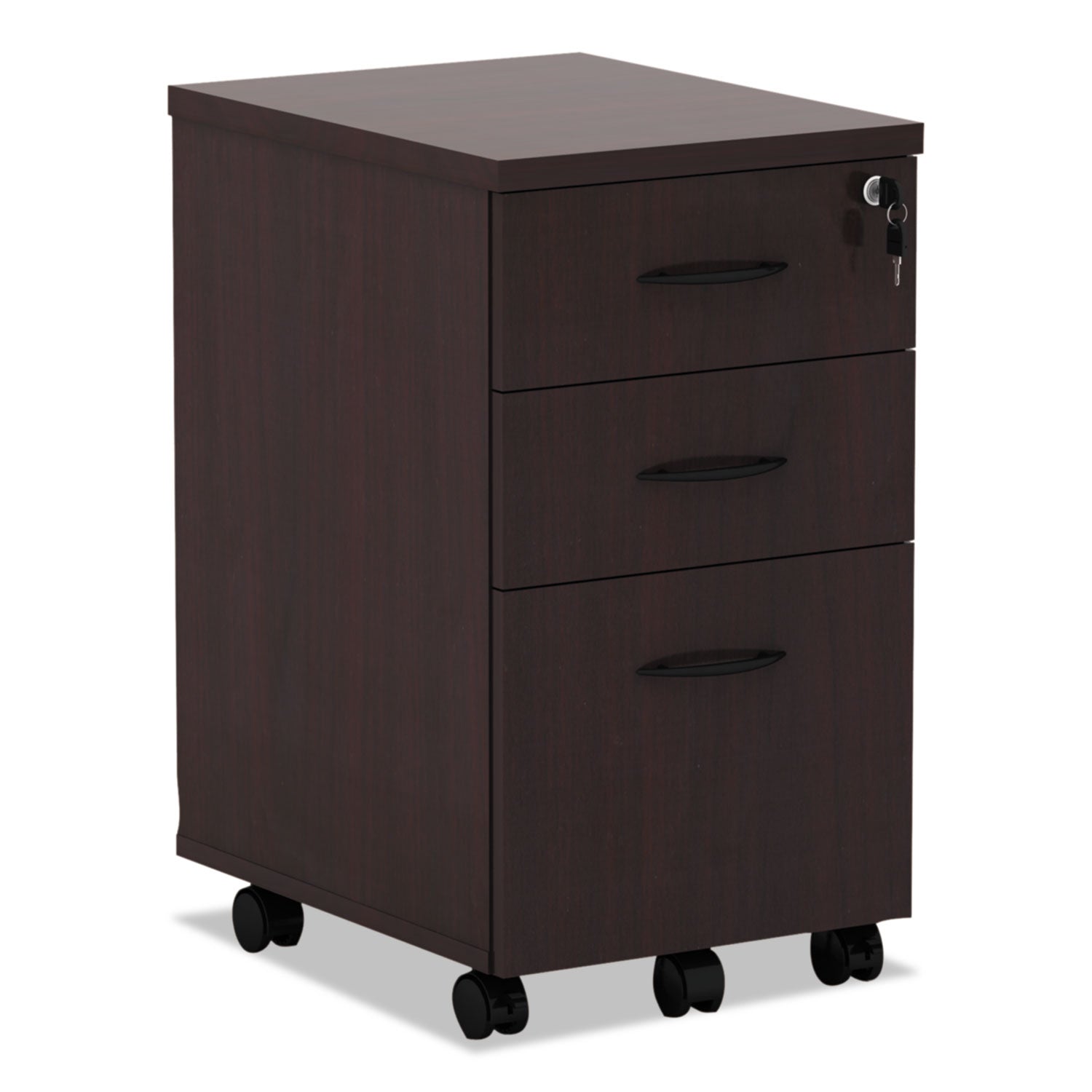 3-Drawer Mobile Pedestal File | Mahogany