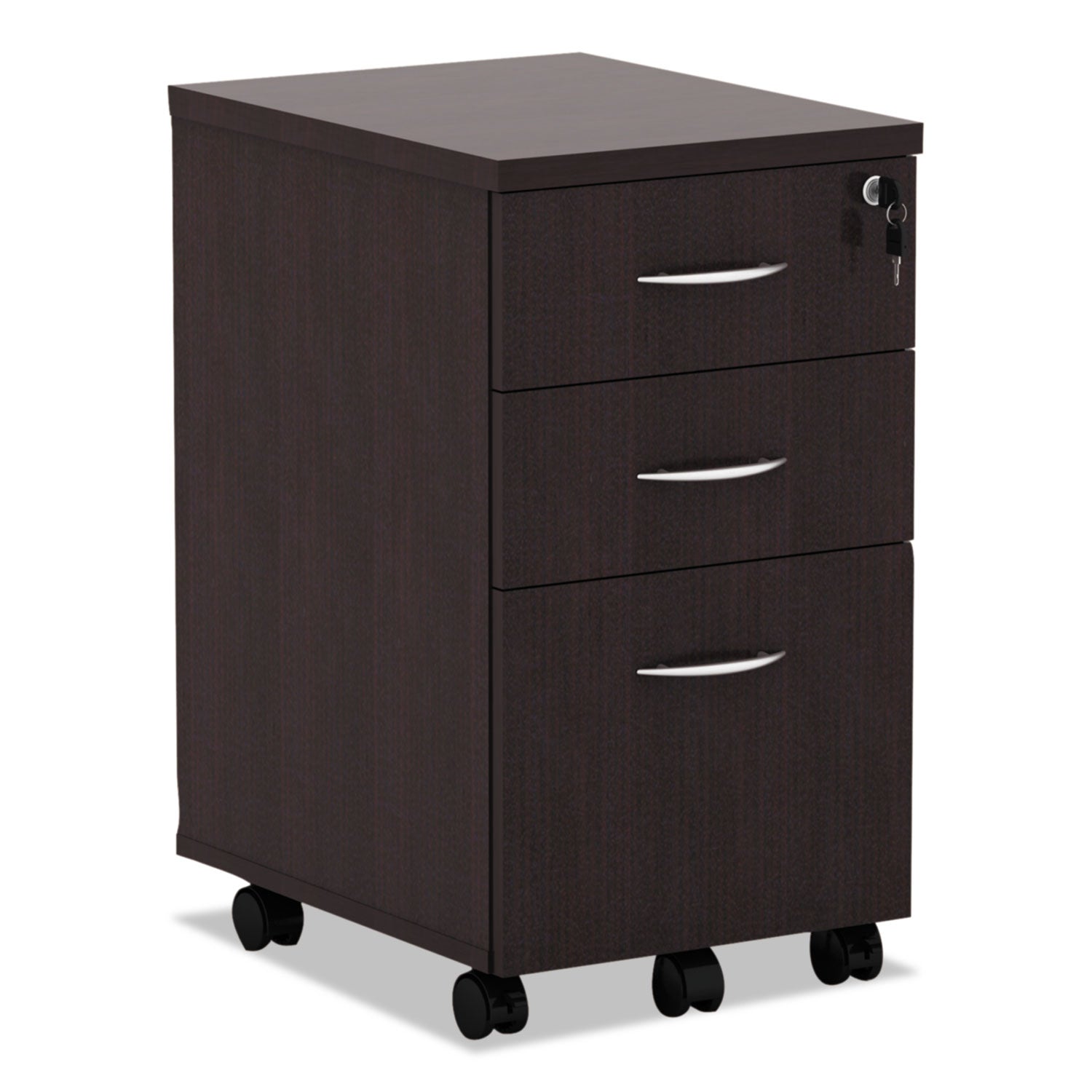 Alera® Alera Valencia Series Mobile Pedestal File, Left/right, 3-Drawer: Box/box/file, Legal/letter, Espresso, 15.88 X 20.5 X 28.38
