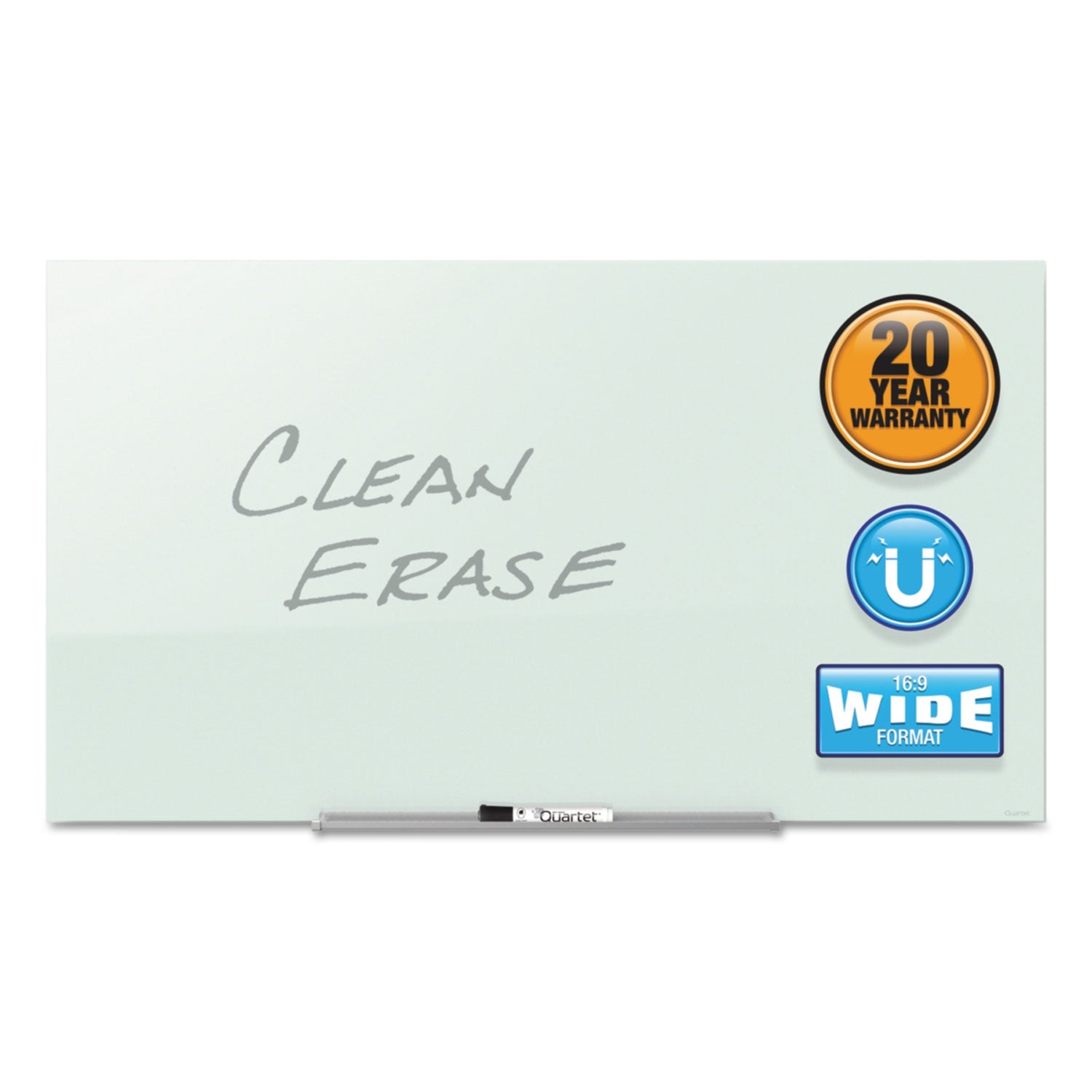 Quartet® InvisaMount Magnetic Glass Marker Board, 74" x 42", White Surface