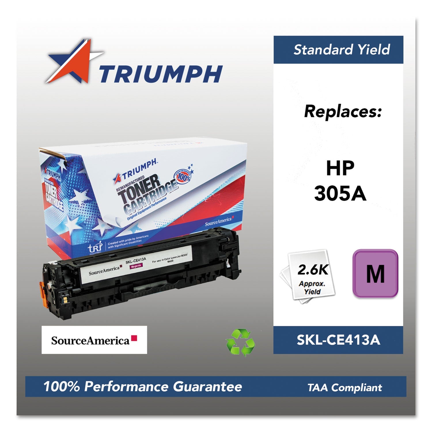 Triumph™ 751000nsh1287 Remanufactured Ce413a (305a) Toner, 2,600 Page-Yield, Magenta