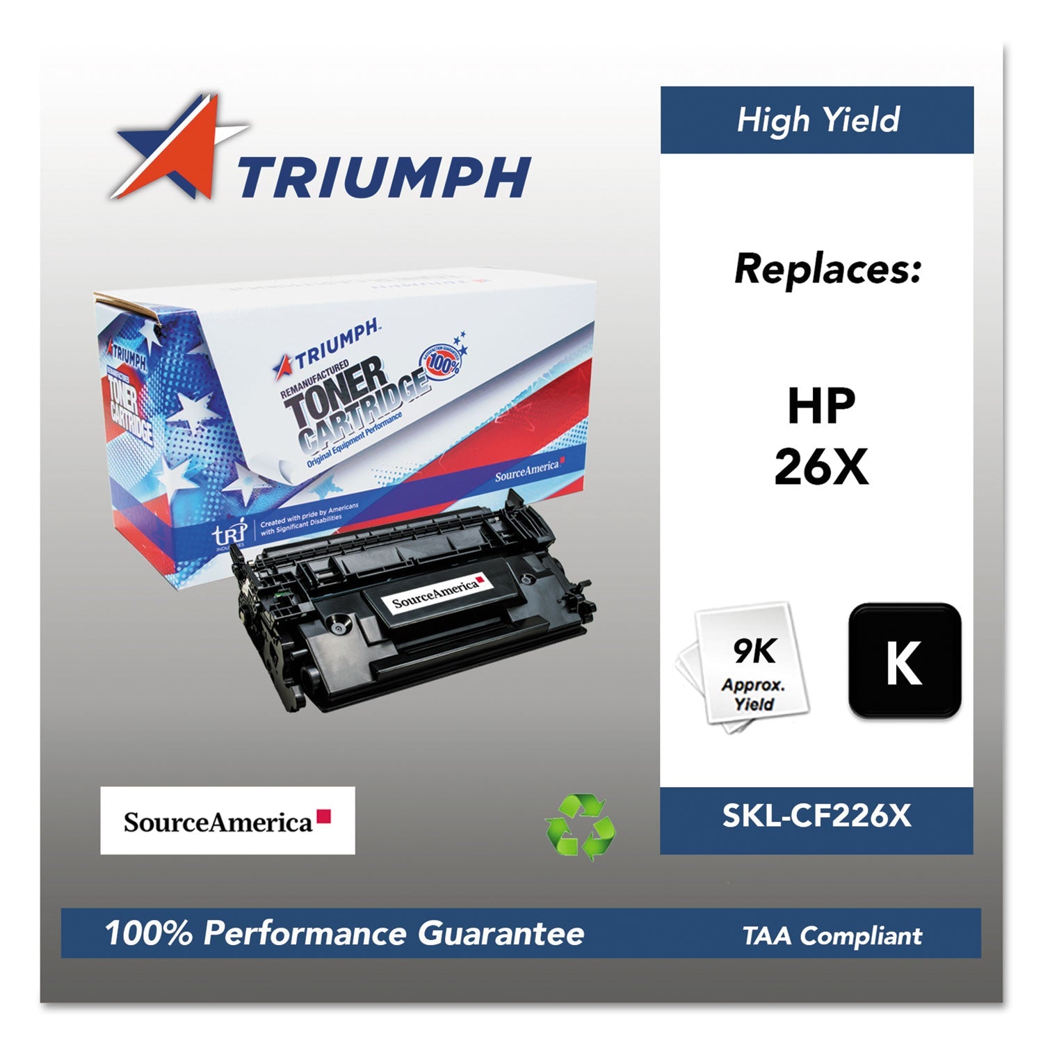 Triumph™ 751000nsh1588 Remanufactured Cf226x (26x) High-Yield Toner, 9,000 Page-Yield, Black