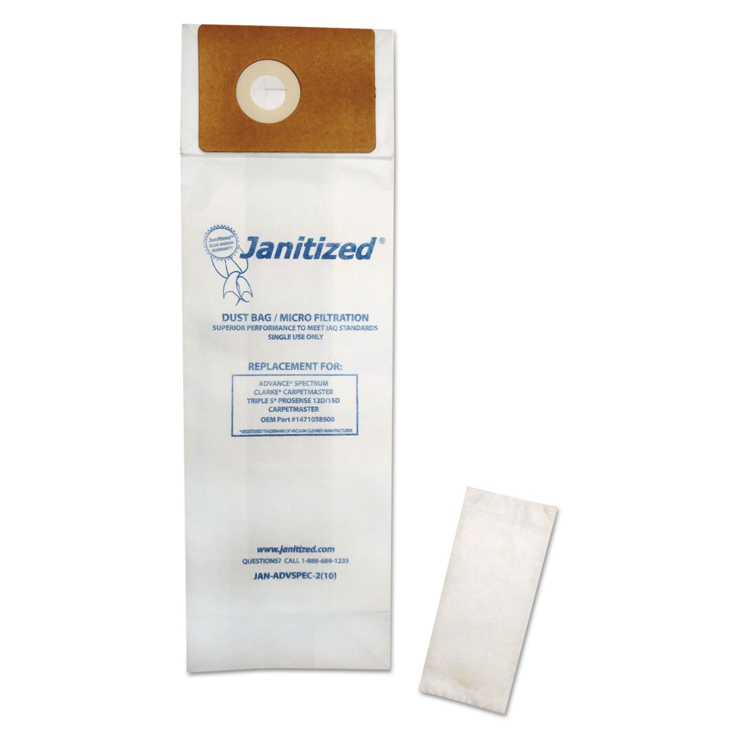 Janitized® Vacuum Filter Bags Designed To Fit Advance Spectrum Carpetmaster, 100/carton