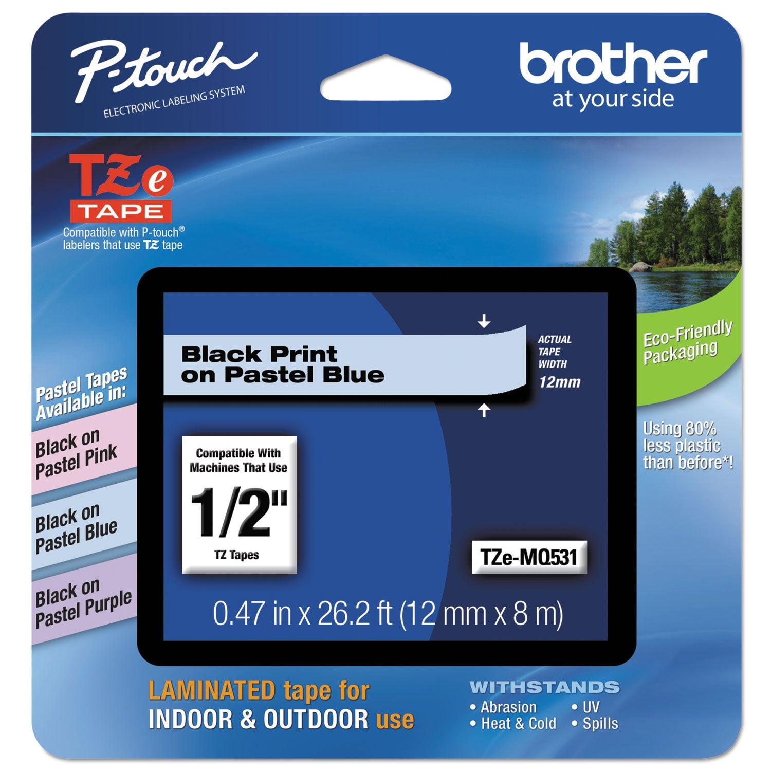 P-Touch Standard Laminated Label Tape | Pastel Blue