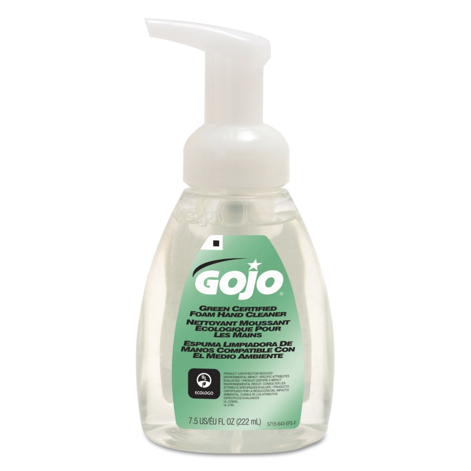 GOJO® Green Certified Foam Soap, Fragrance-Free, 7.5 oz