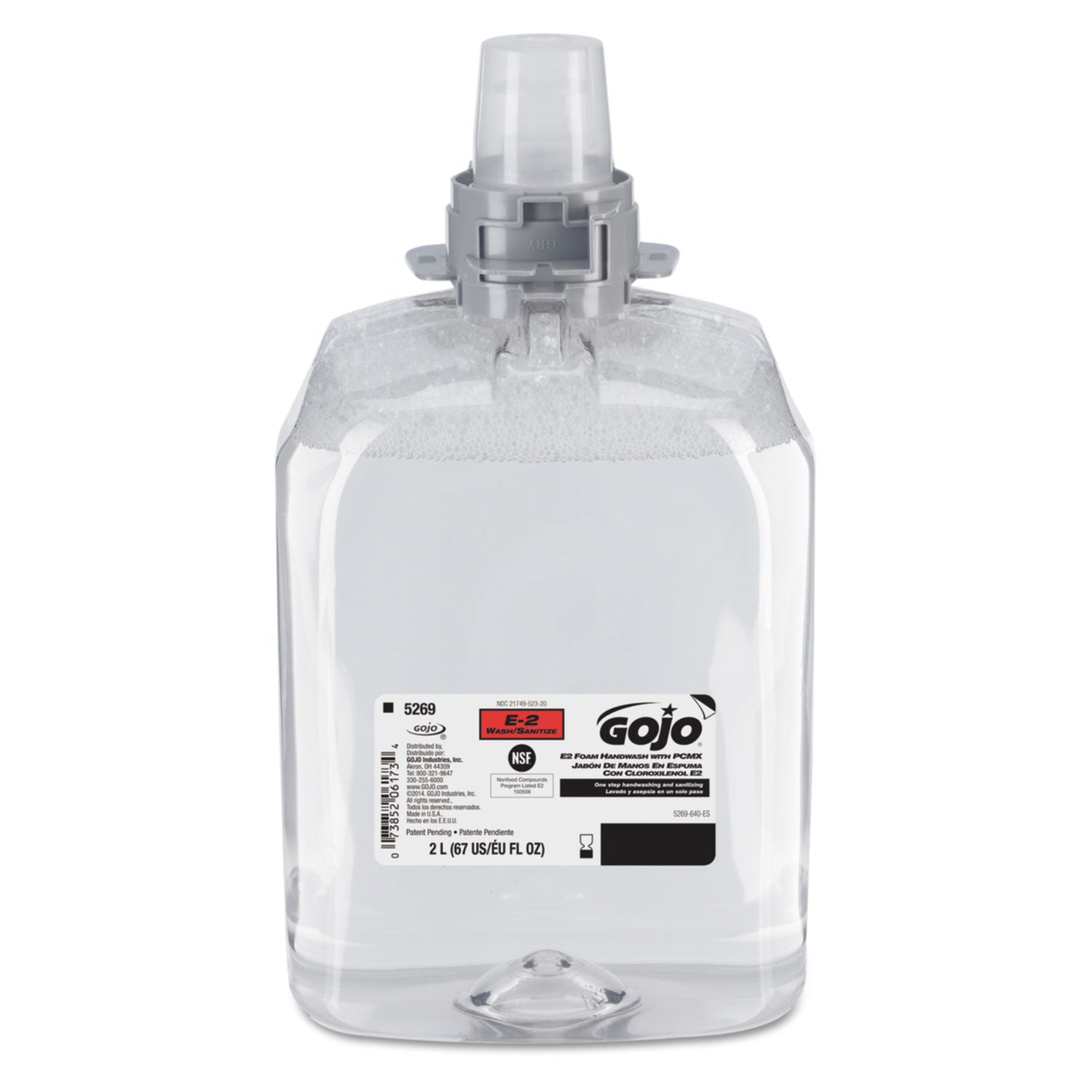 GOJO® E2 Foam Handwash Refill with PCMX for FMX-20 Dispensers, Fragrance-Free, 2,000 mL, 2/Carton