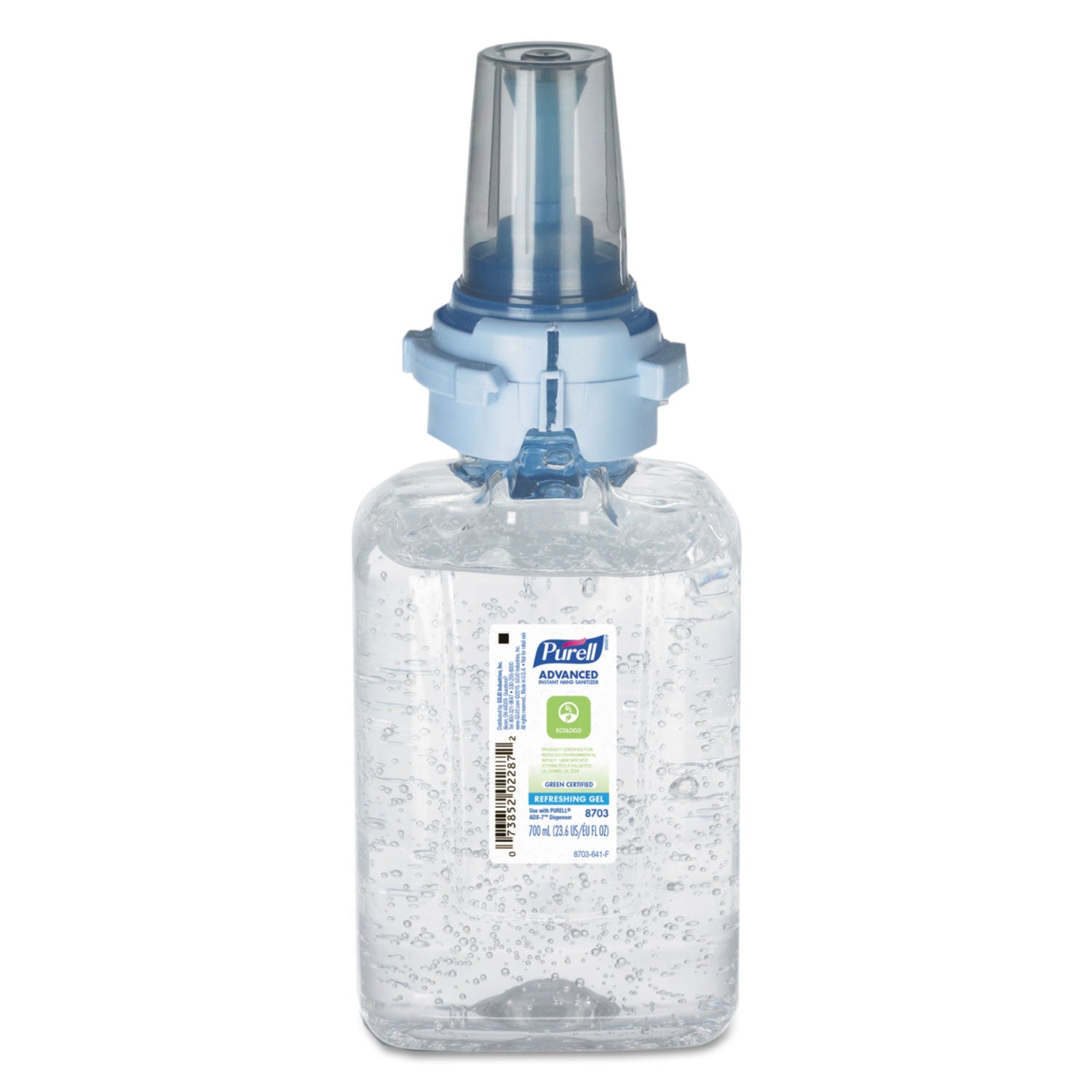PURELL® Advanced Hand Sanitizer Green Certified Gel Refill, For ADX-7 Dispensers, 700 mL, Fragrance-Free, 4/Carton