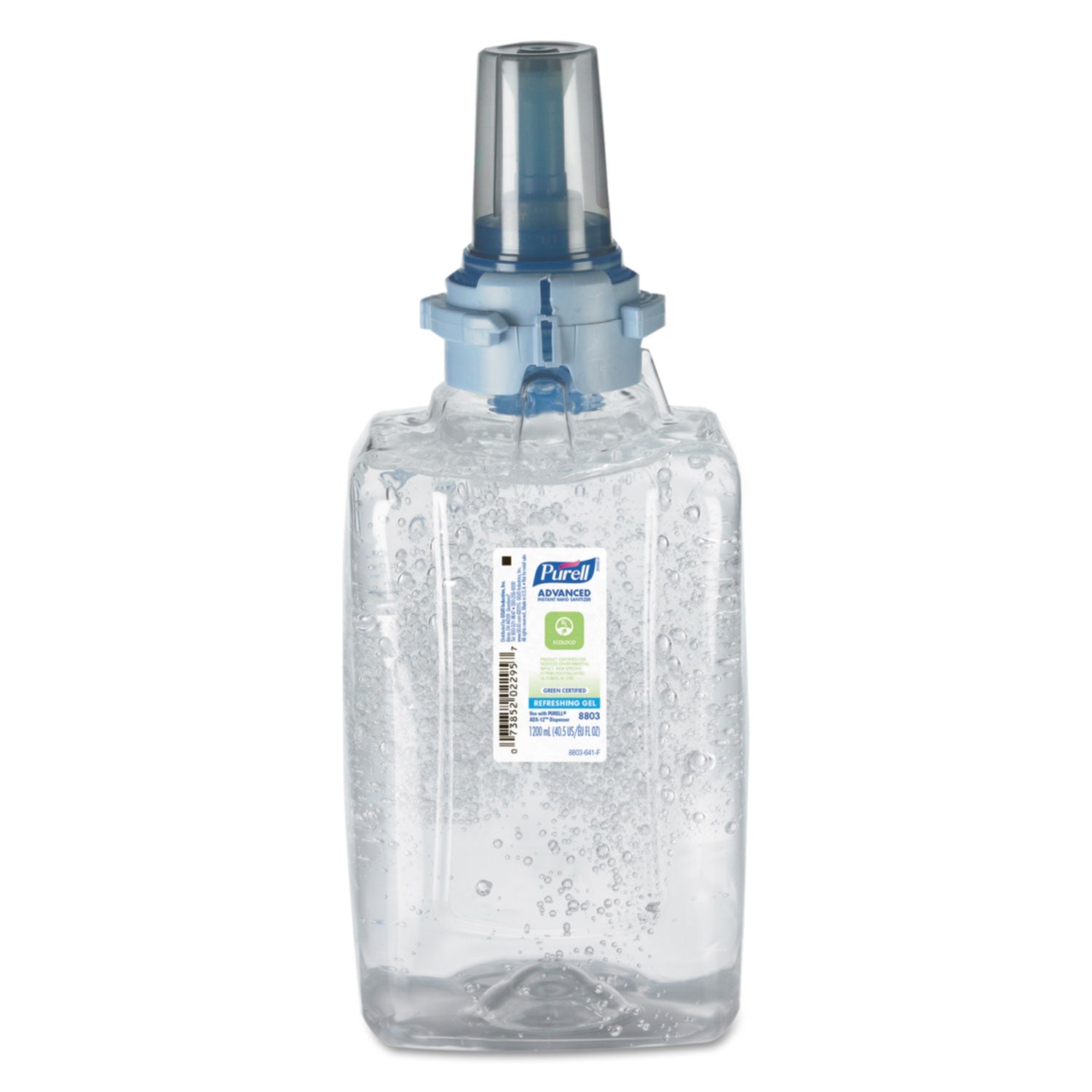 PURELL® Advanced Hand Sanitizer Green Certified Gel Refill, For ADX-12 Dispensers, 1,200 mL, Fragrance-Free, 3/Carton
