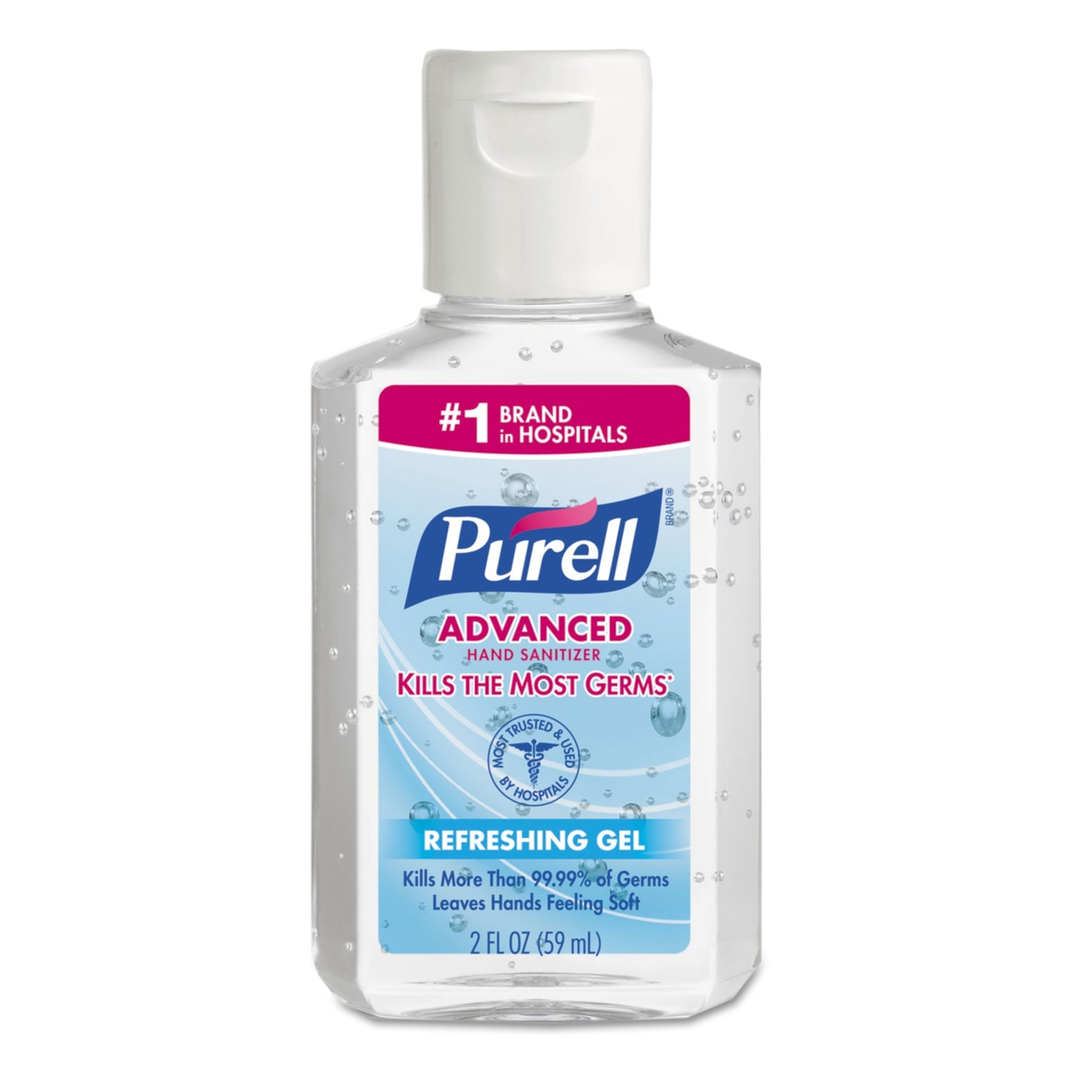 PURELL® Advanced Hand Sanitizer Refreshing Gel, 2 oz, Flip-Cap Bottle, Clean Scent, 24/Carton