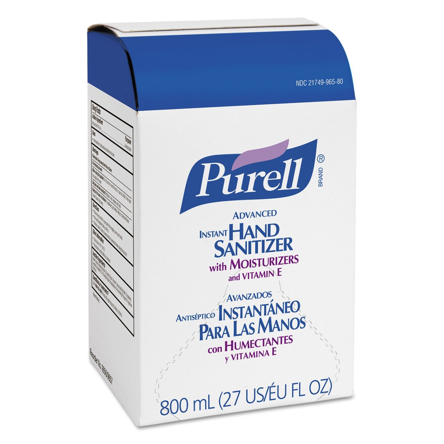 PURELL® Advanced Hand Sanitizer Gel, Bag-in-Box, 800 mL Refill, Unscented, 12/Carton