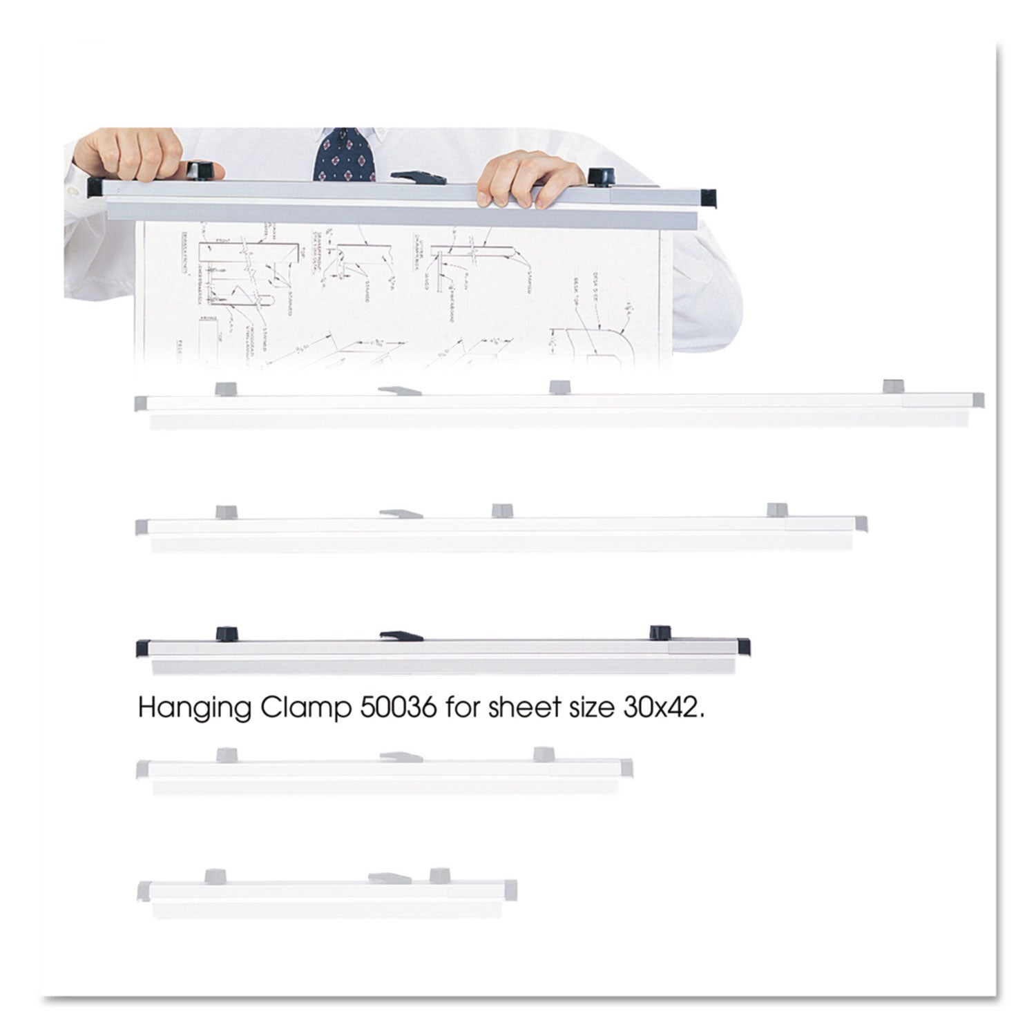 Safco® Sheet File Hanging Clamps, 100 Sheets Per Clamp, 30" Length, 6/Carton
