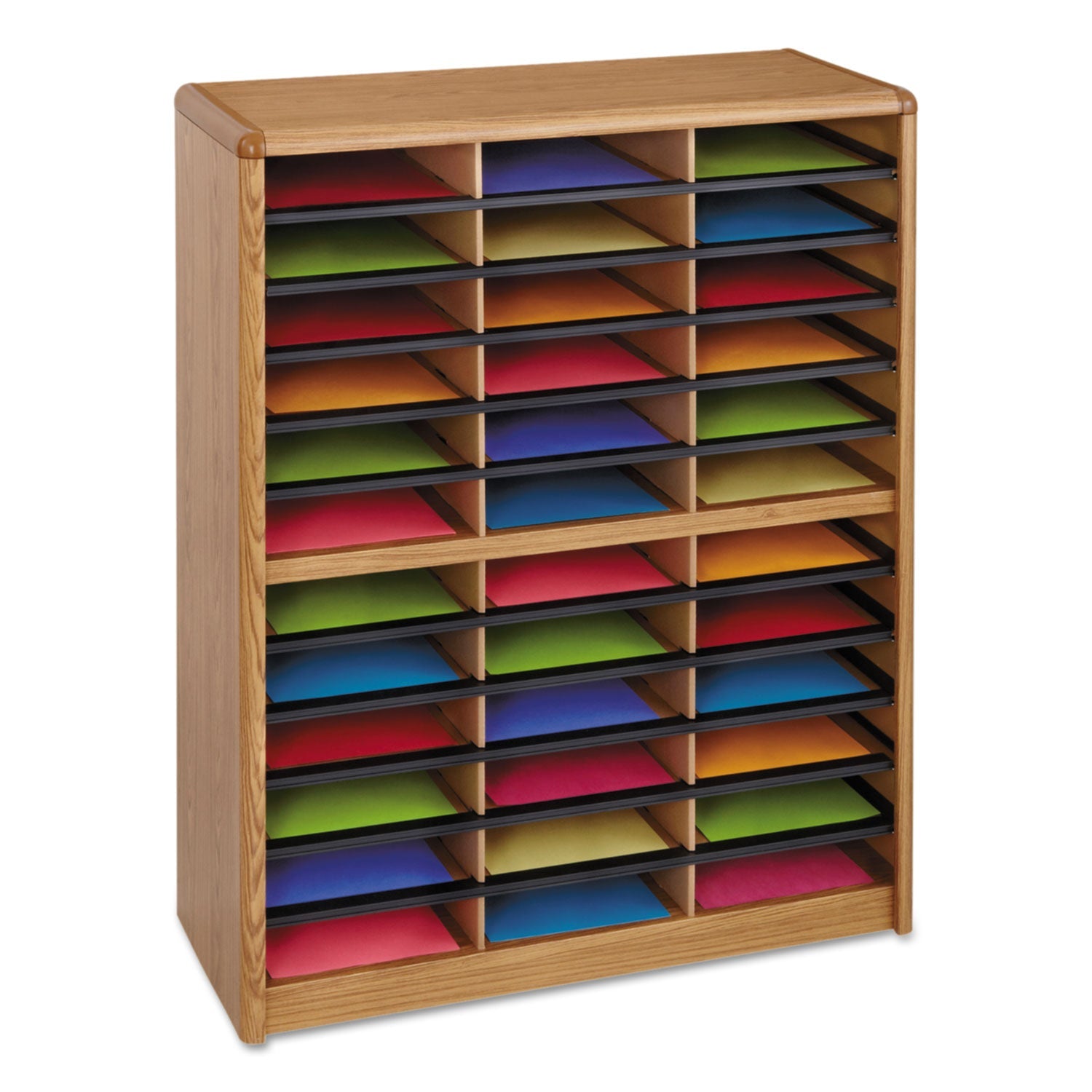 Steel/Fiberboard Literature Sorter | 36-Cmp Oak