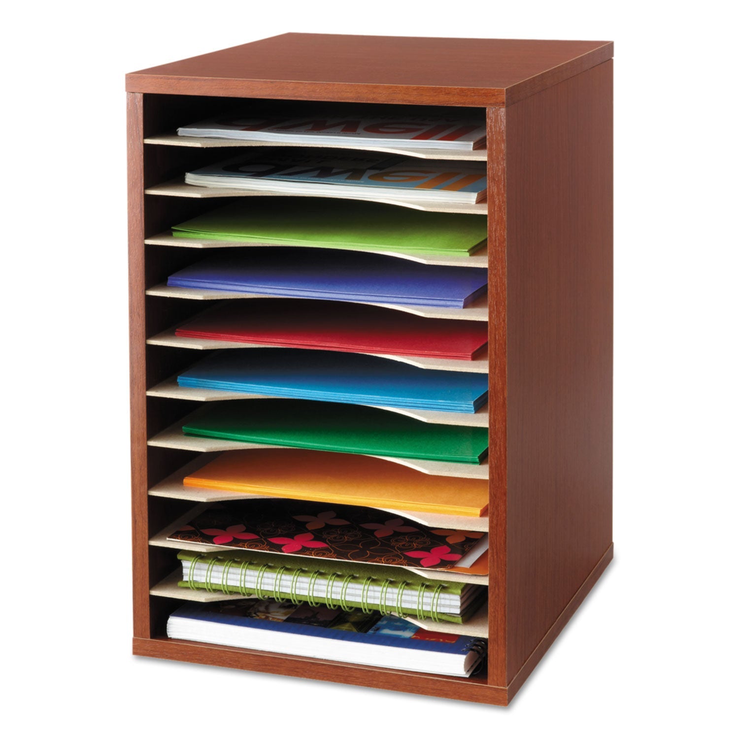 Wood Desktop Sorter | 11 Compartments Cherry