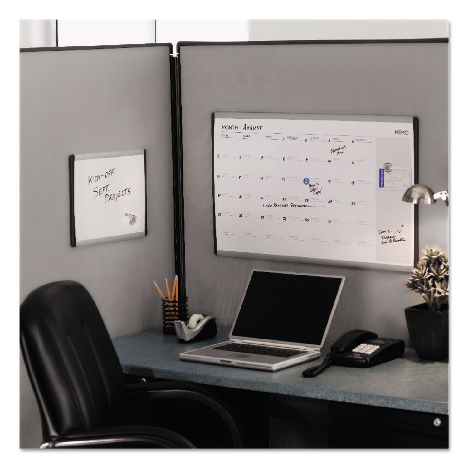 Quartet® ARC Frame Cubicle Board, Magnetic Dry Erase, 24" x 14", White Surface, Satin Aluminum Frame