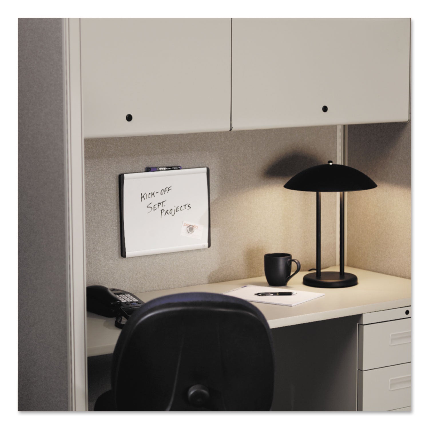 Quartet® ARC Frame Cubicle Board, Magnetic Dry Erase, 24" x 14", White Surface, Satin Aluminum Frame