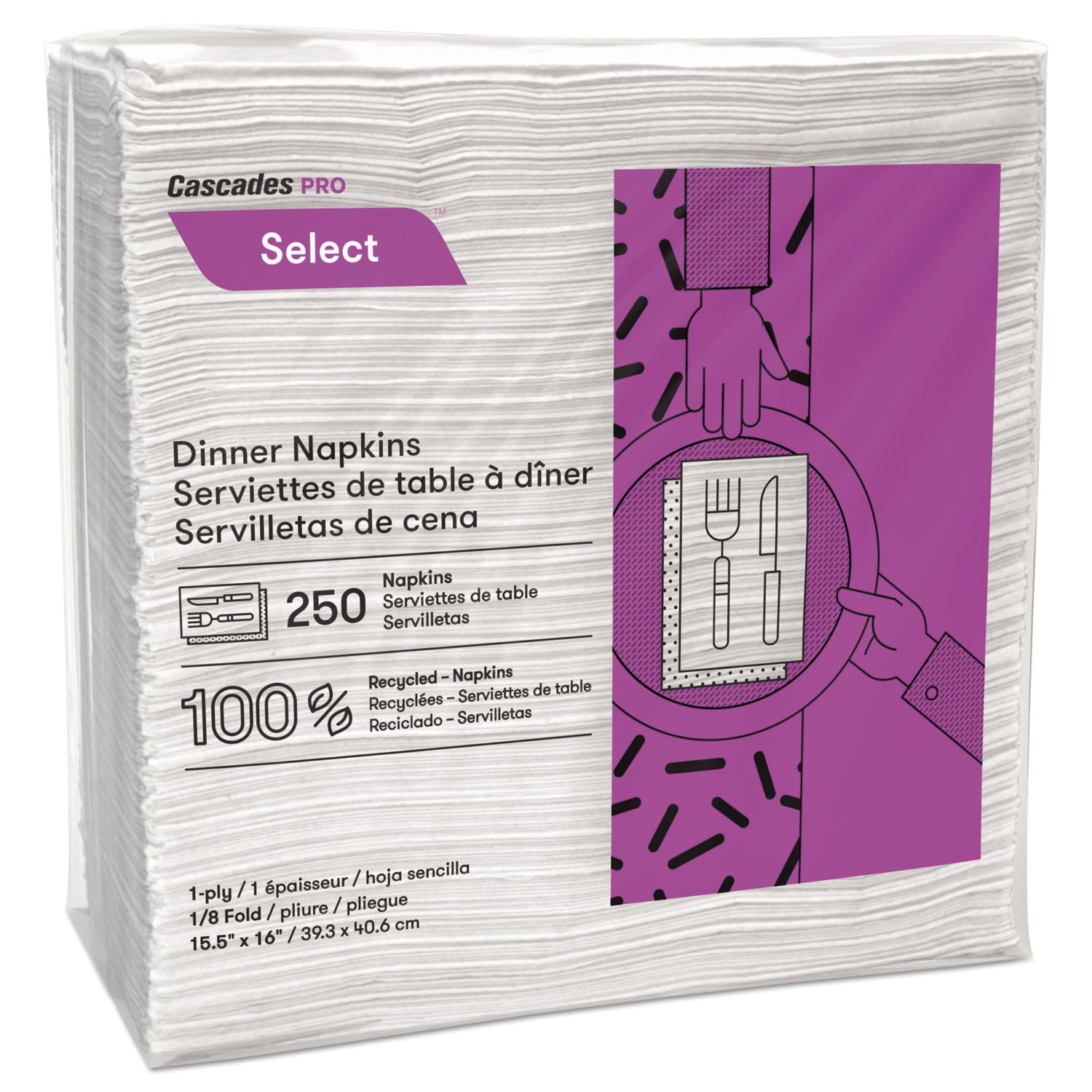 Cascades PRO Select Dinner Napkins | White