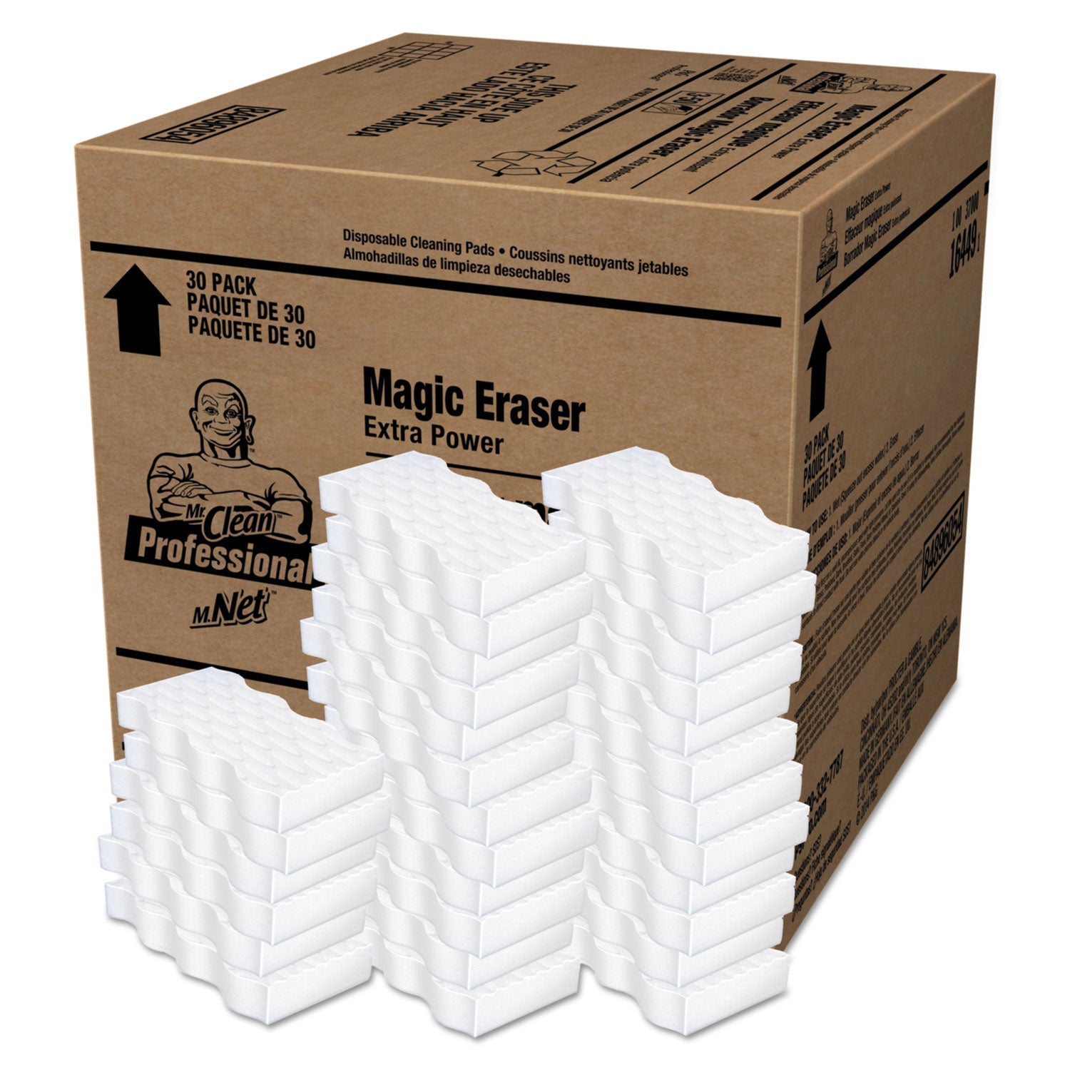 Mr. Clean® Magic Eraser Extra Durable, 4.6 X 2.4, 0.7" Thick, White, 30/carton