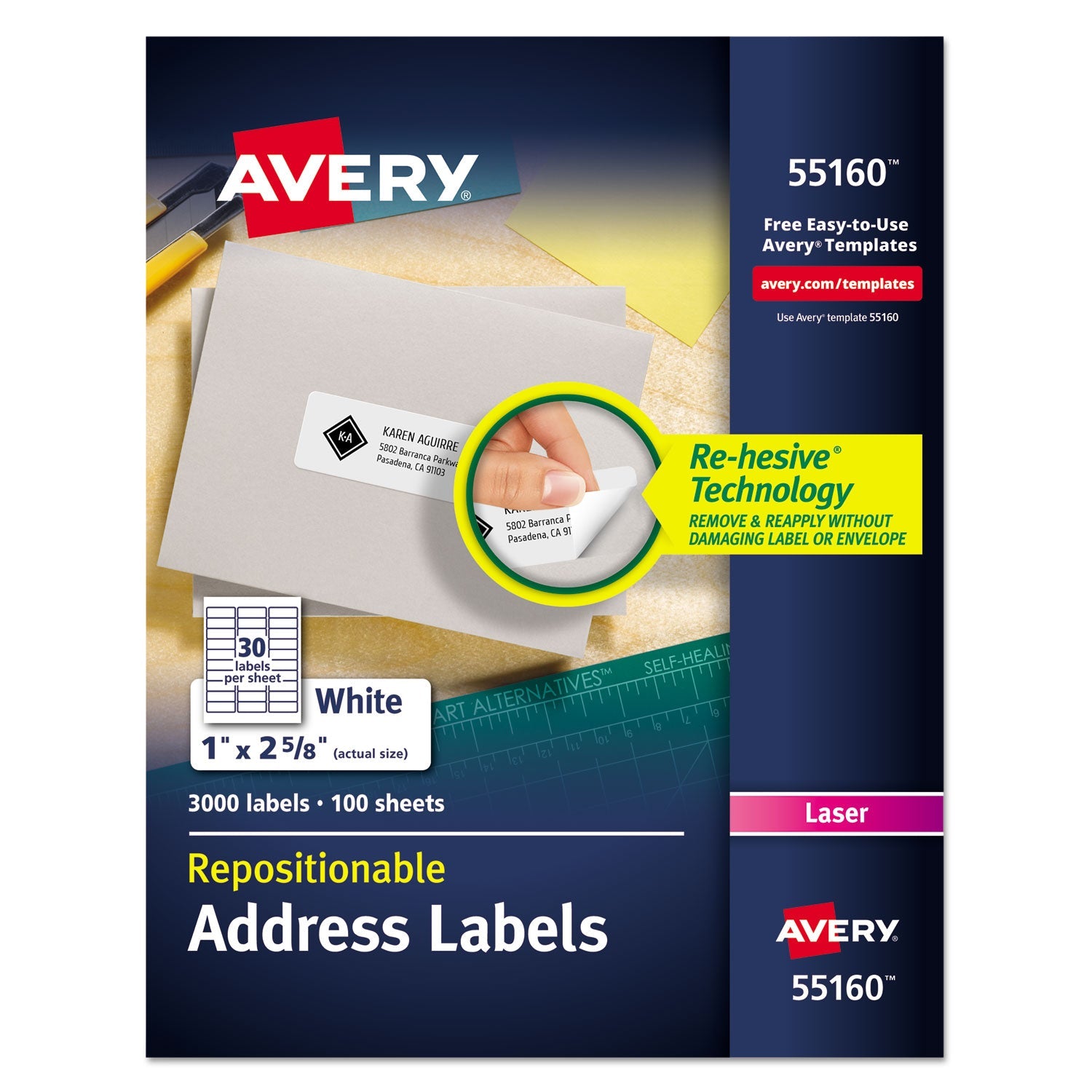 Repositionable Address Labels | Laser | 3000/Box