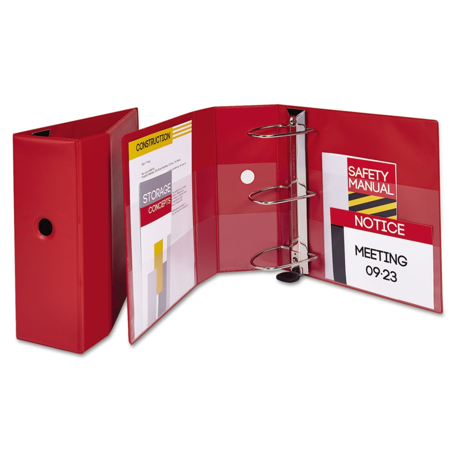 Avery® Heavy-Duty Non-View Binder With Durahinge, Locking One Touch Ezd Rings And Thumb Notch, 3 Rings, 5" Capacity, 11 X 8.5, Red