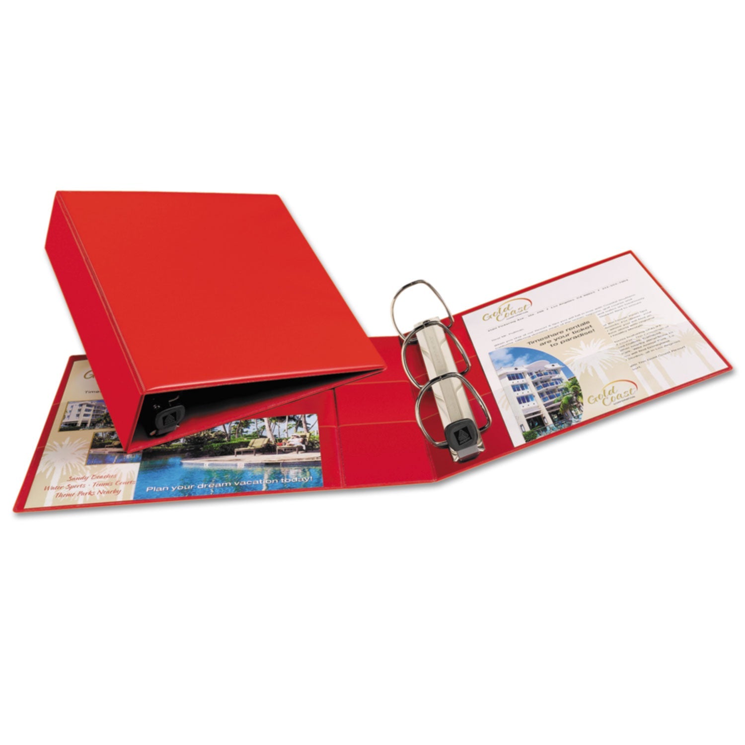Avery® Heavy-Duty Non-View Binder With Durahinge And Locking One Touch Ezd Rings, 3 Rings, 3" Capacity, 11 X 8.5, Red