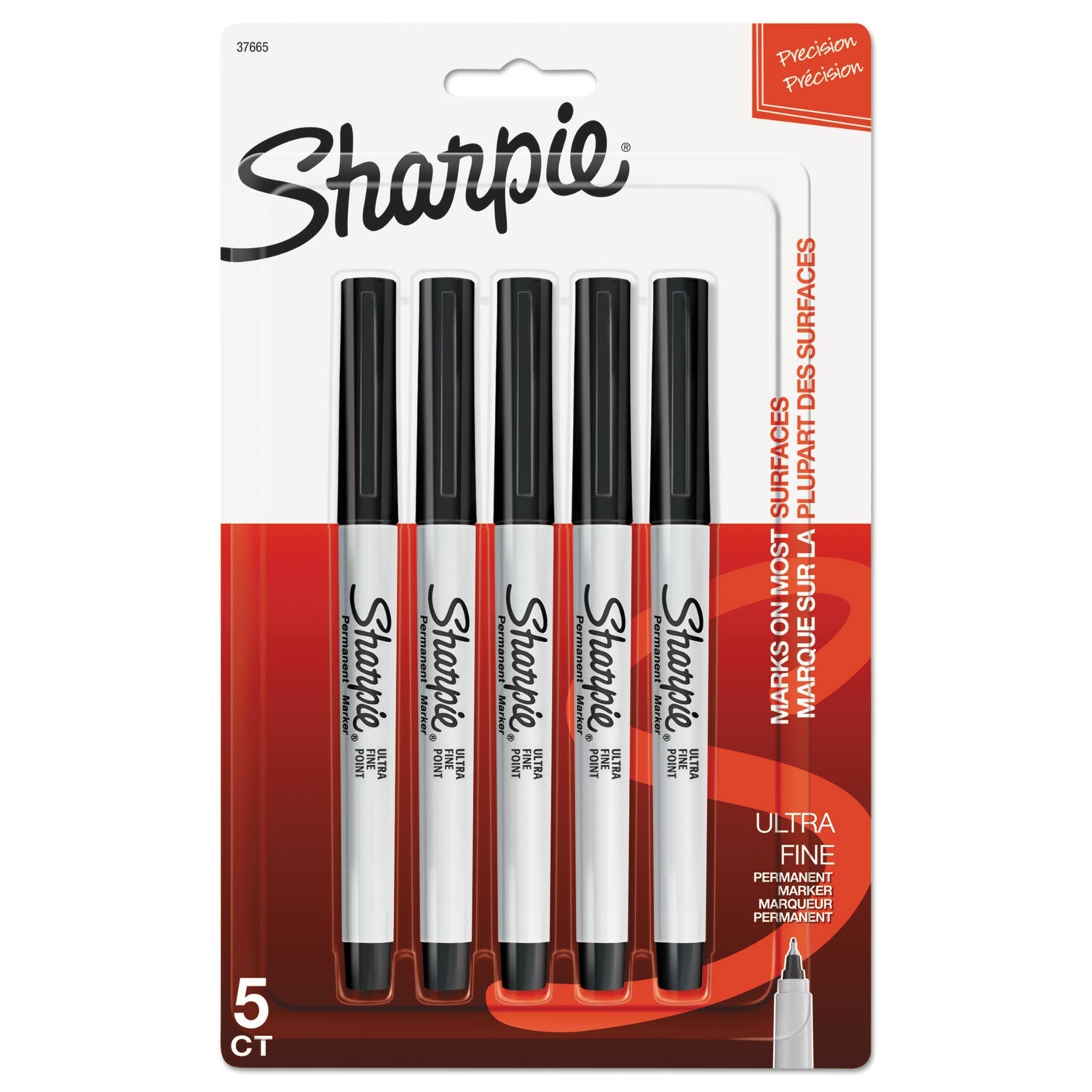 Ultra Fine Tip Permanent Marker | Black 5-Pack