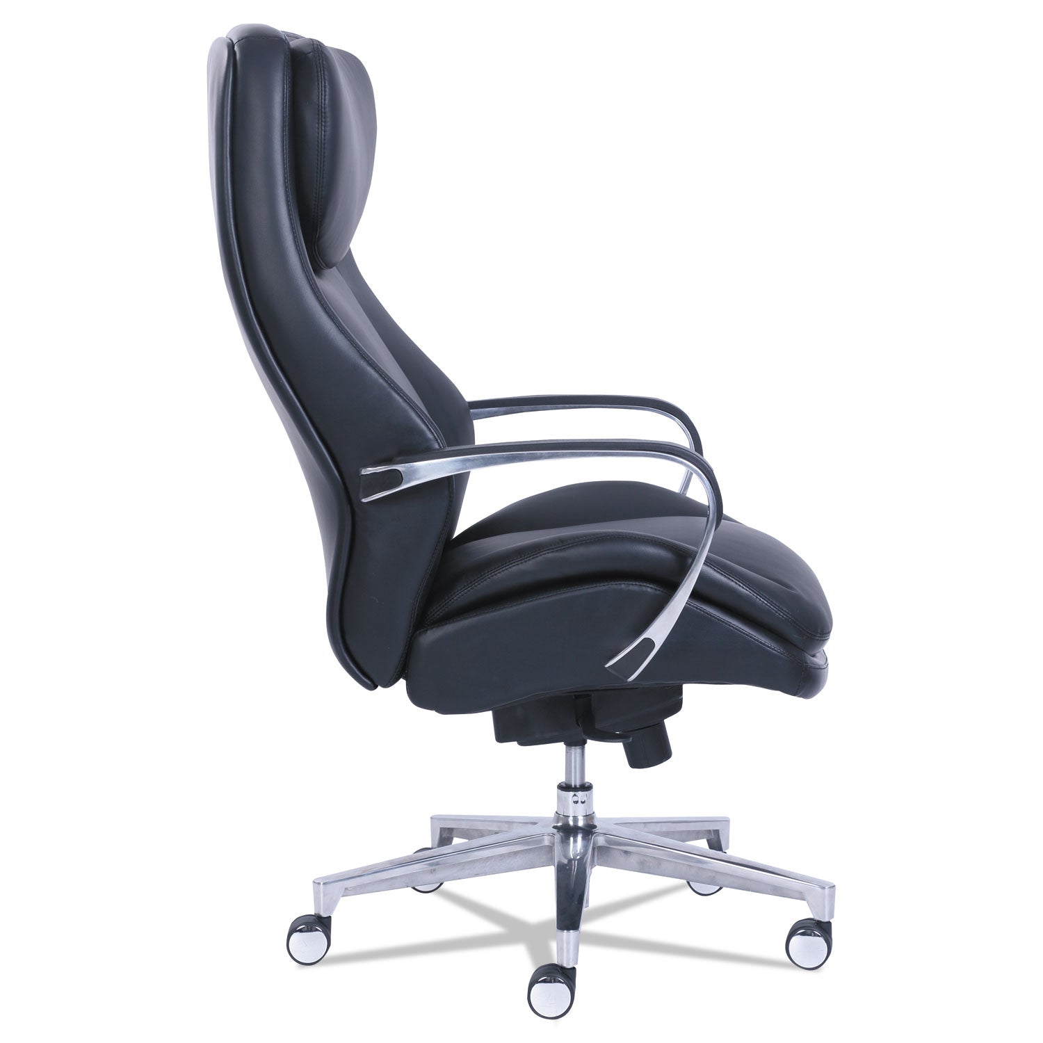 La-Z-Boy® Commercial 2000 Big/tall Executive Chair, Supports Up To 400 Lb, 20.5" To 23.5" Seat Height, Black Seat/back, Silver Base
