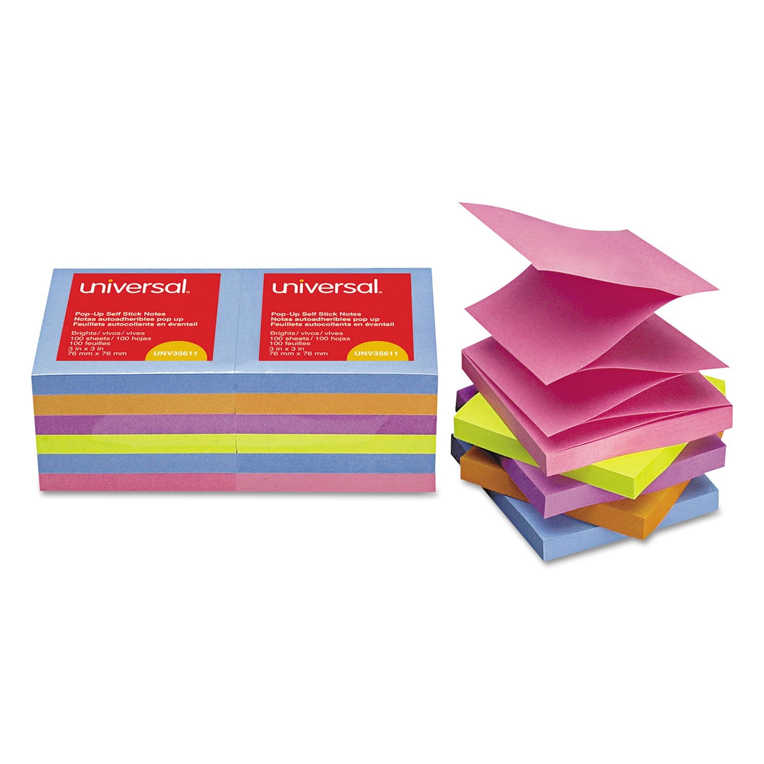 Fan-Folded Pop-Up Note Pads | 3x3 Brights, 12-Pads