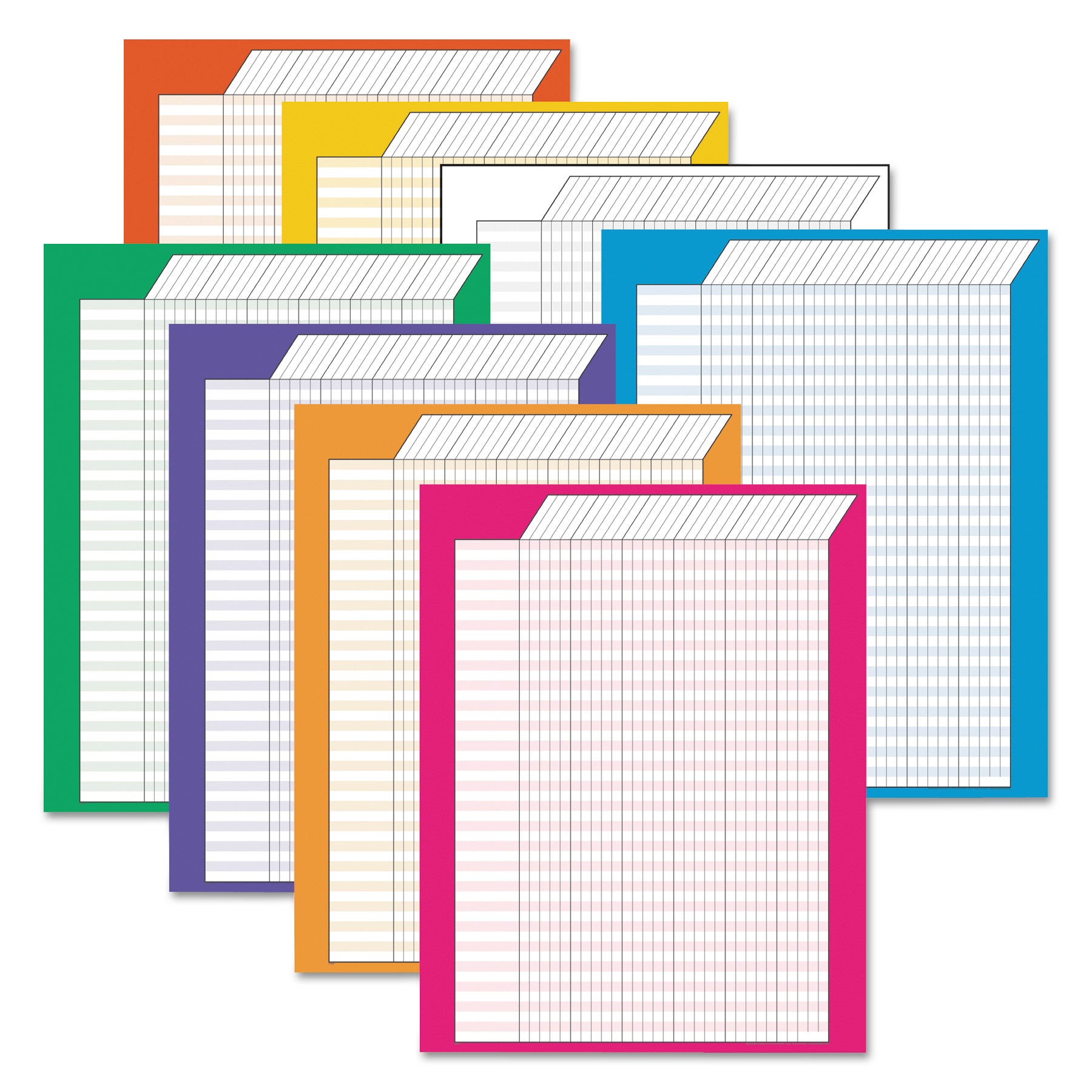 TREND® Jumbo Vertical Incentive Chart Pack, 22 X 28, Vertical Orientation, Assorted Colors With Assorted Borders, 8/pack