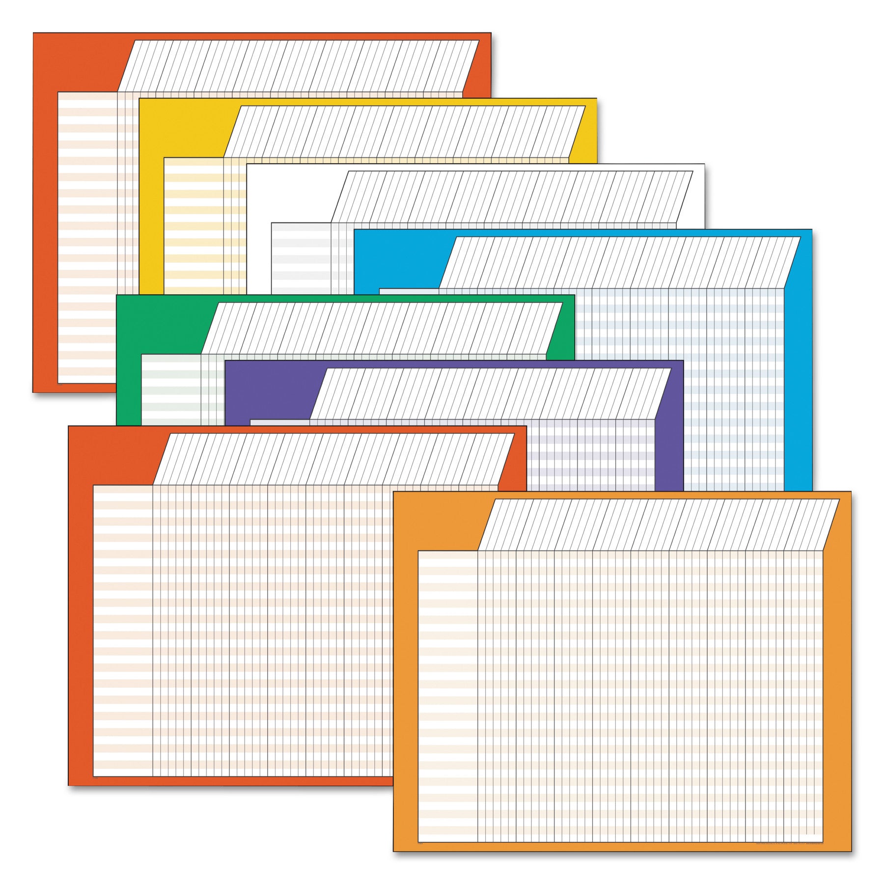 TREND® Jumbo Horizontal Incentive Chart Pack, 28 X 22, Assorted Colors With Assorted Borders, 8/pack