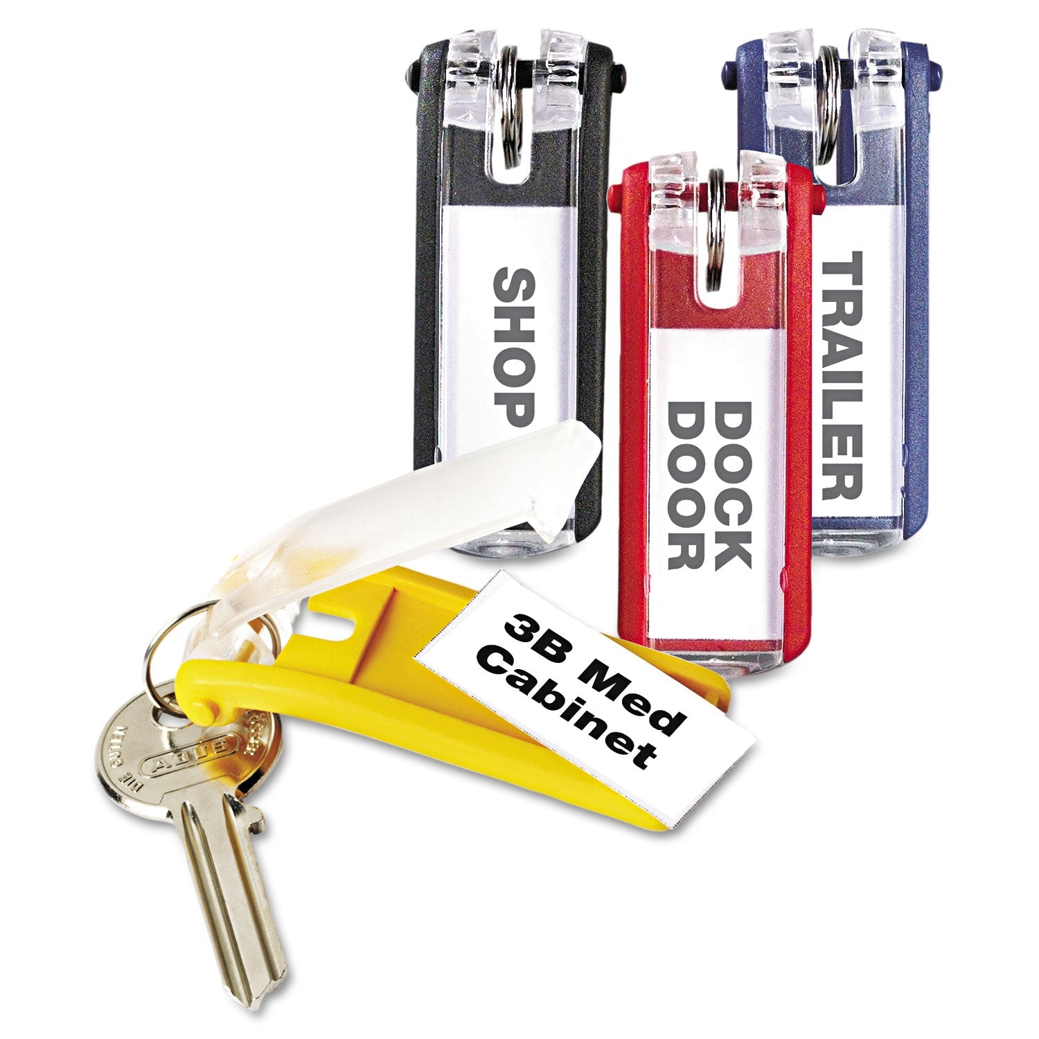 Durable® Key Tags for Locking Key Cabinets, Plastic, 1.13 x 2.75, Assorted, 24/Pack
