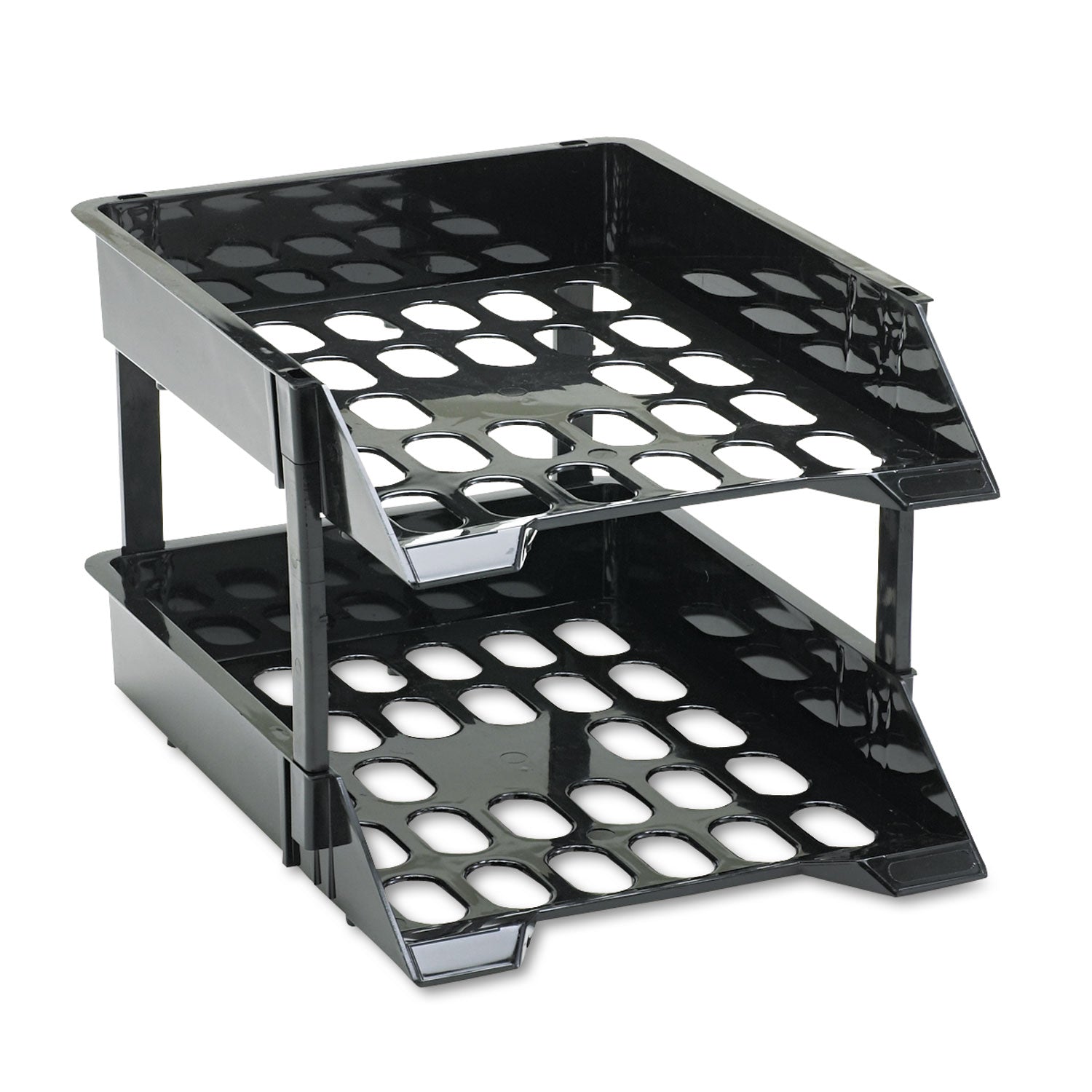 deflecto® Supertray Countertop Tray Set, 2 Sections, Letter To Legal Size Files, 11" X 14.88" X 2.5", Black, 2/pack