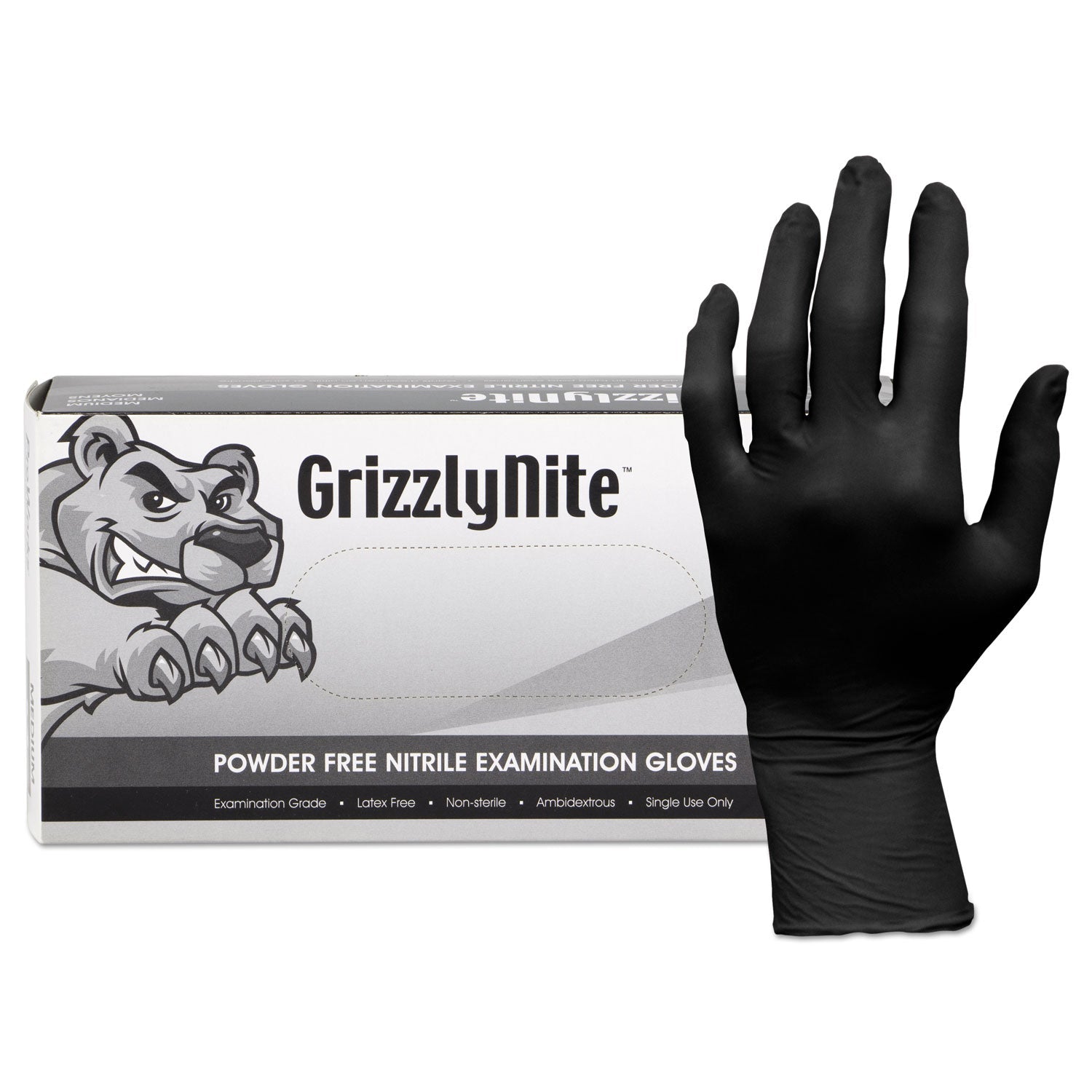 GrizzlyNite Nitrile Gloves | Black | X-Large