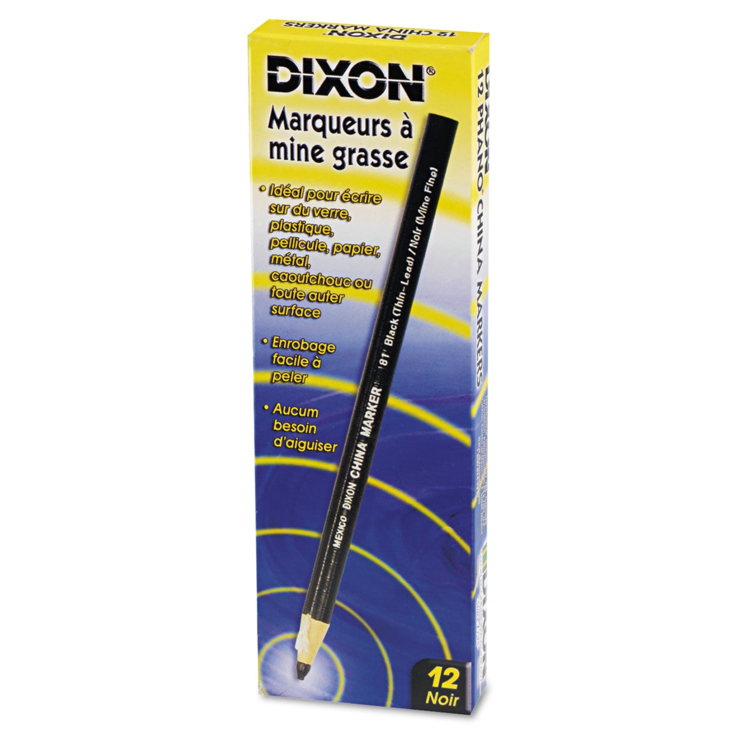 Dixon® China Marker, Black, Thin Lead, Dozen