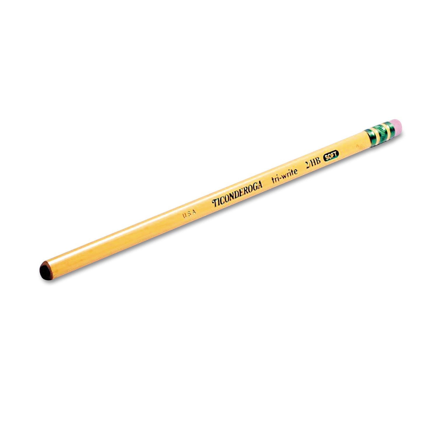 Ticonderoga® Tri-Write Triangular Pencil, Hb (#2), Black Lead, Yellow Barrel, Dozen