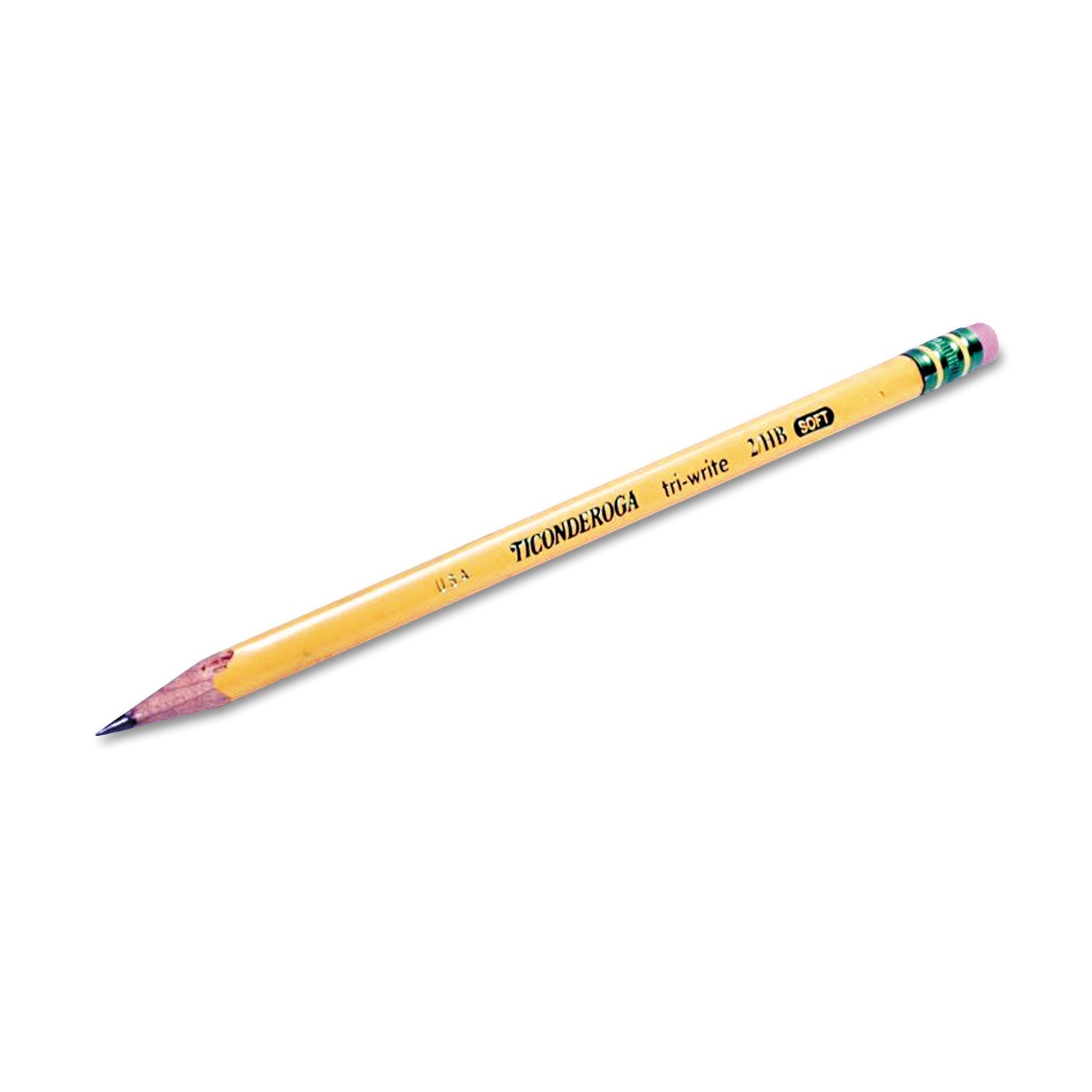 Ticonderoga® Tri-Write Triangular Pencil, Hb (#2), Black Lead, Yellow Barrel, Dozen