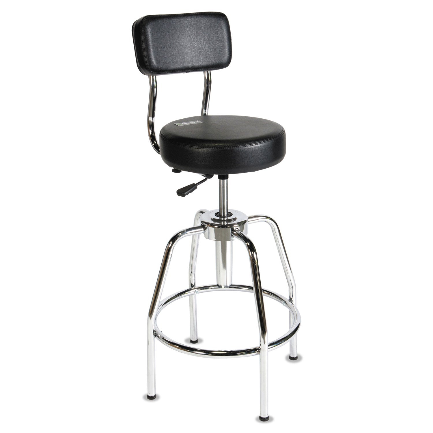 ShopSol™ Heavy-Duty Shop Stool, Supports Up To 300 Lb, 29" To 34" Seat Height, Black Seat/back, Chrome Base - Bloom Skins