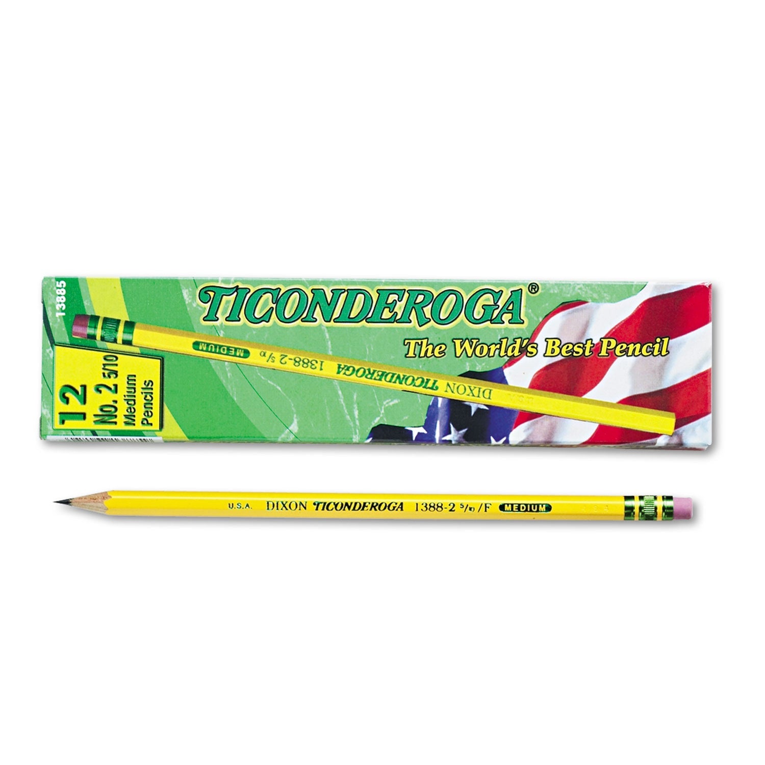 Ticonderoga® Pencils, F (#2.5), Black Lead, Yellow Barrel, Dozen