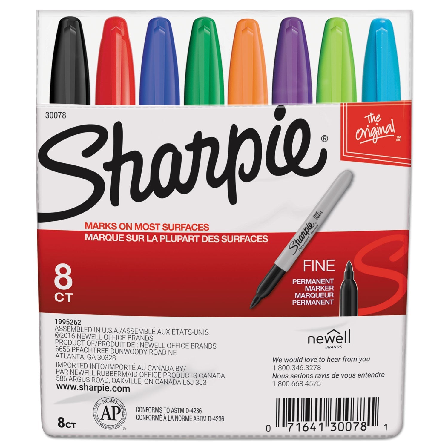 Fine Tip Permanent Marker | Assorted Colors 8-Set