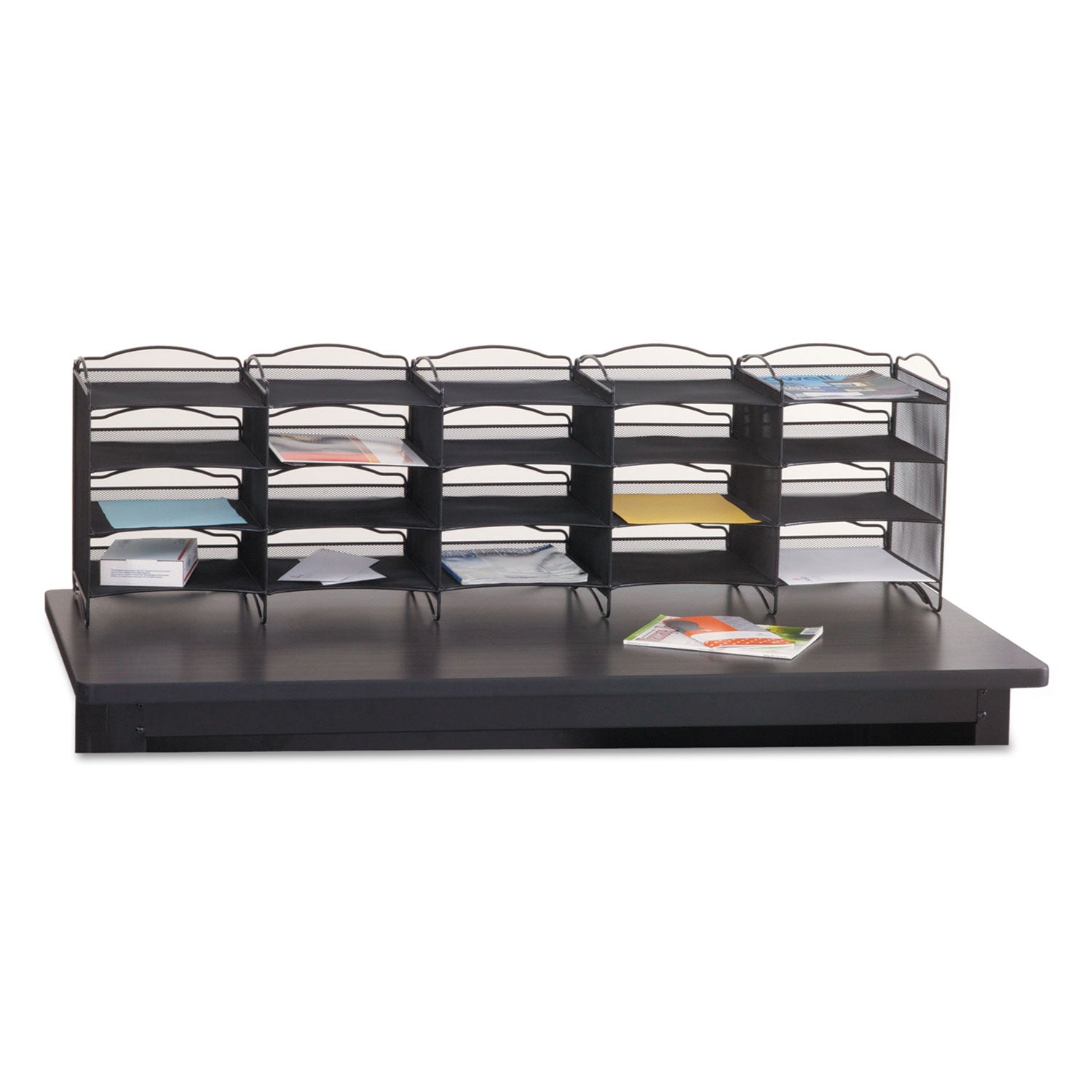 Onyx Mesh Literature Sorter | 20-Compartment Black