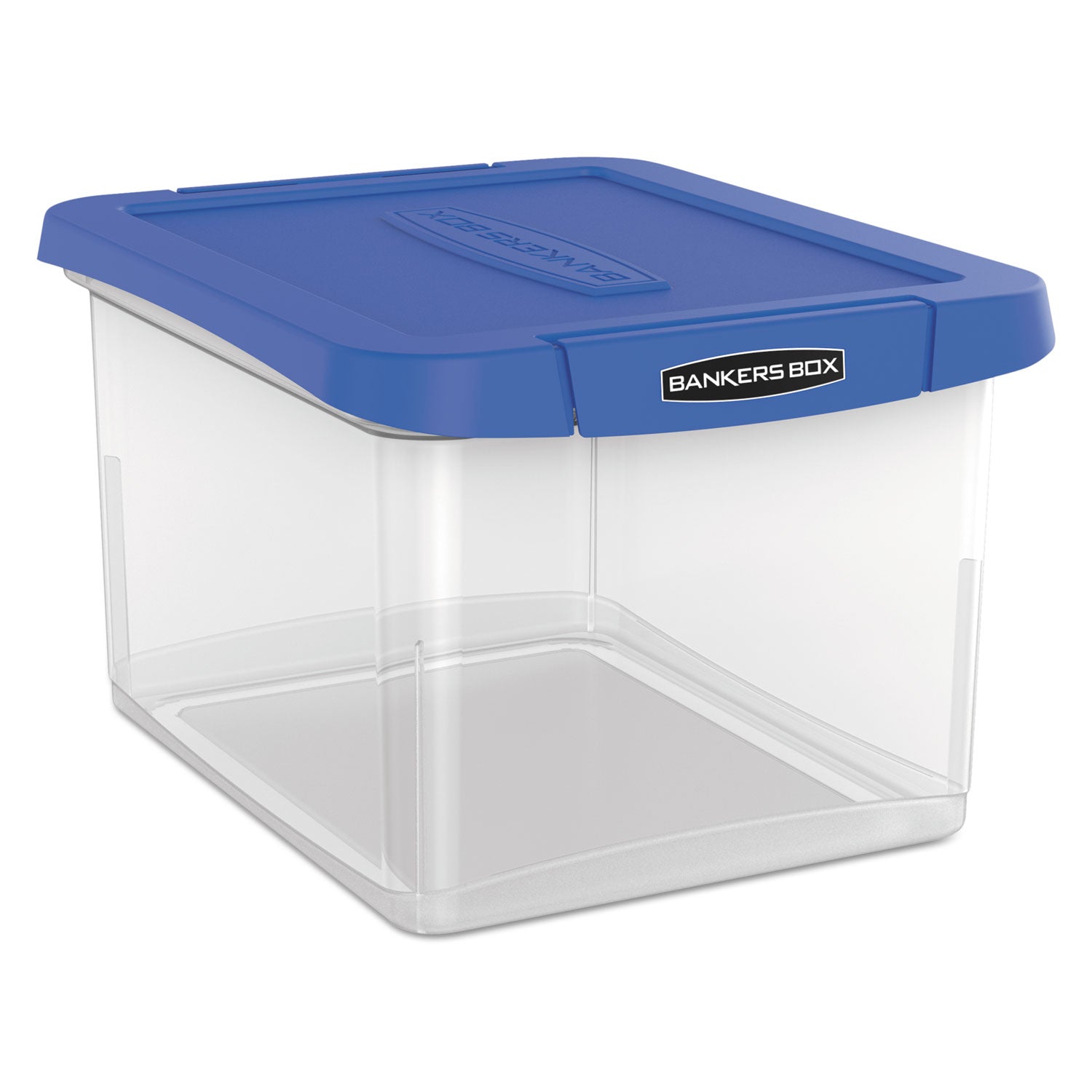 Bankers Box® Heavy Duty Plastic File Storage, Letter/legal Files, 14" X 17.38" X 10.5", Clear/blue