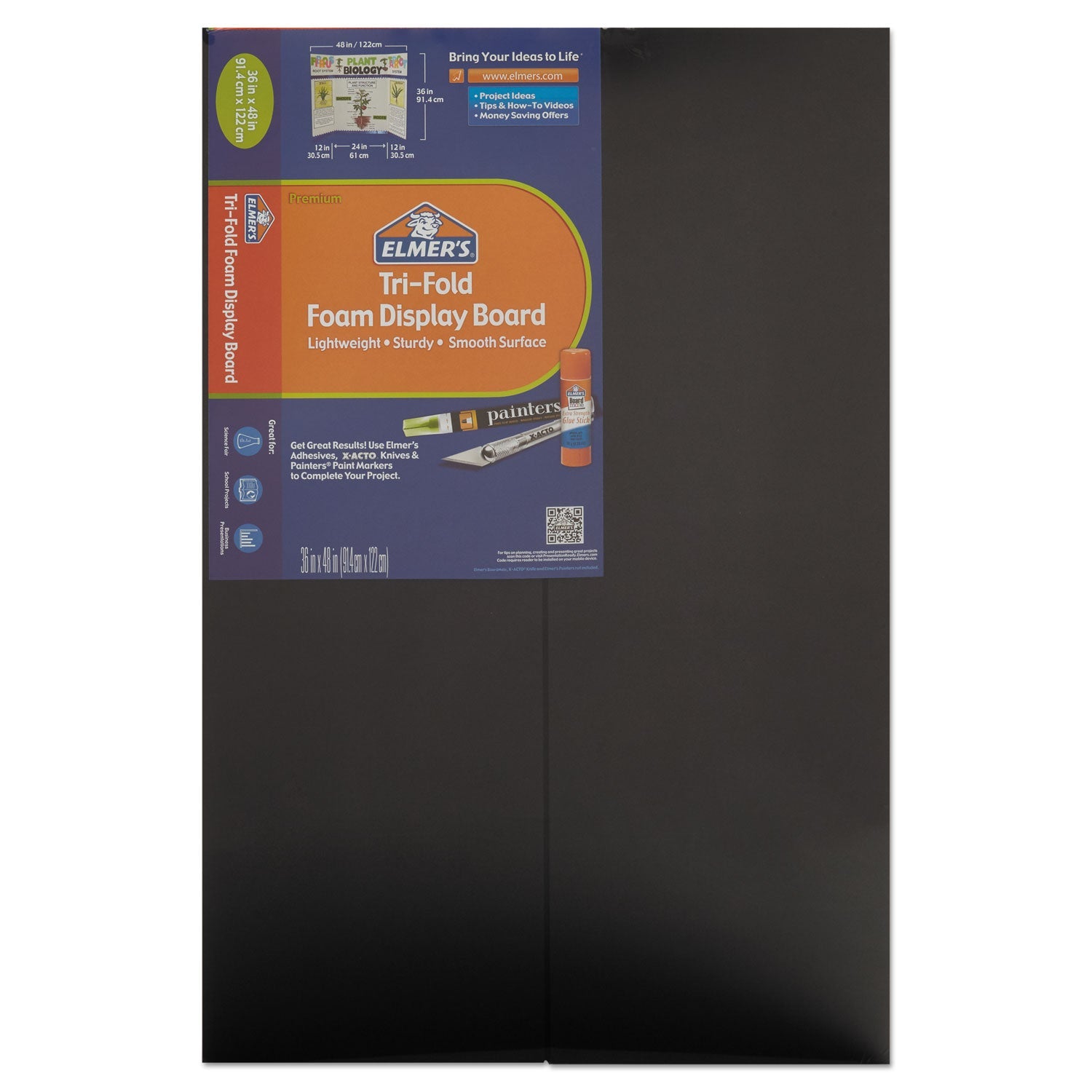Fome-Cor® Pro Premium Foam Display Board, CFC-Free Polystyrene, 24 x 36, Black Surface and Core, 12/Carton