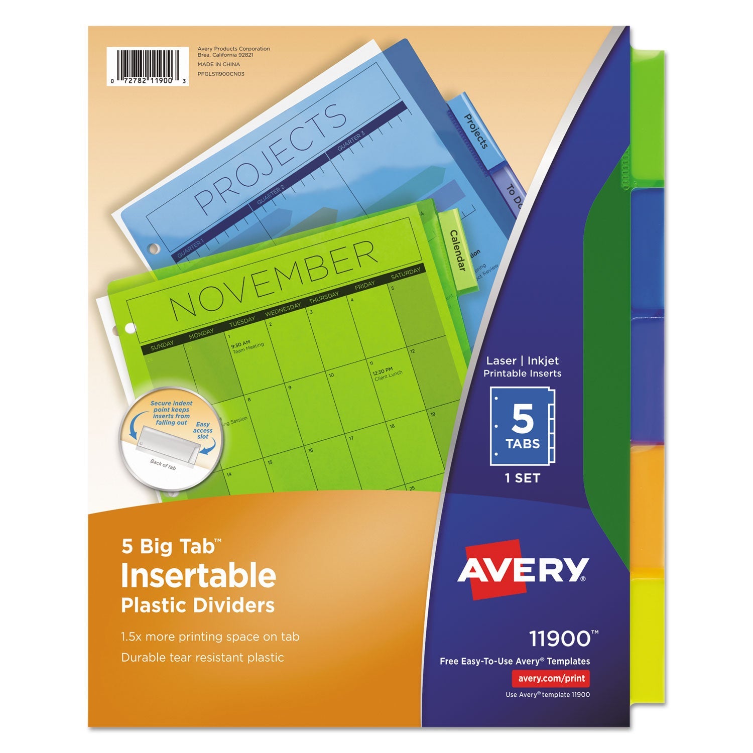 Insertable Big Tab Plastic Dividers | 5-Tab Set
