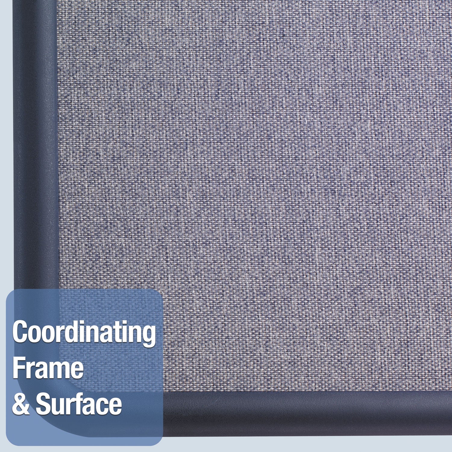 Quartet® Contour Fabric Bulletin Board, 48" x 36", Light Blue Surface, Navy Blue Plastic Frame